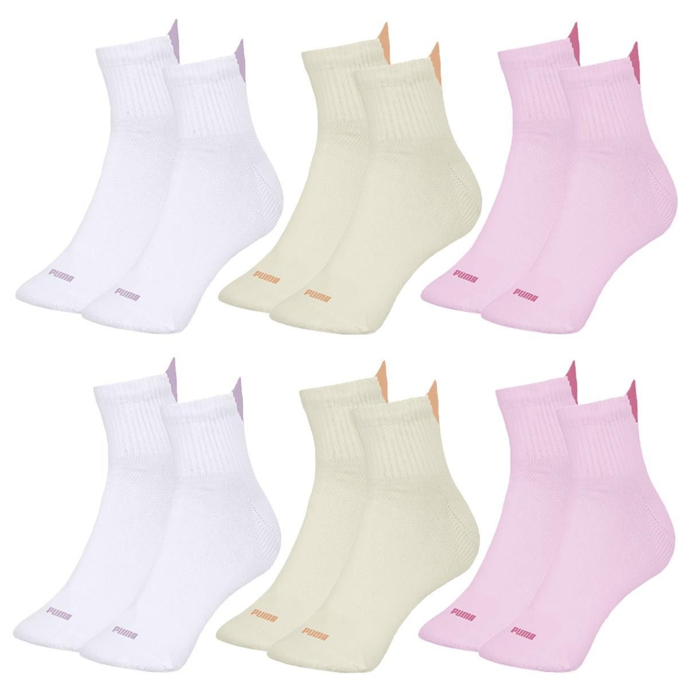 Kit Meia Puma Esportiva Cano Médio - 6 Pares - Feminina - Foto 1