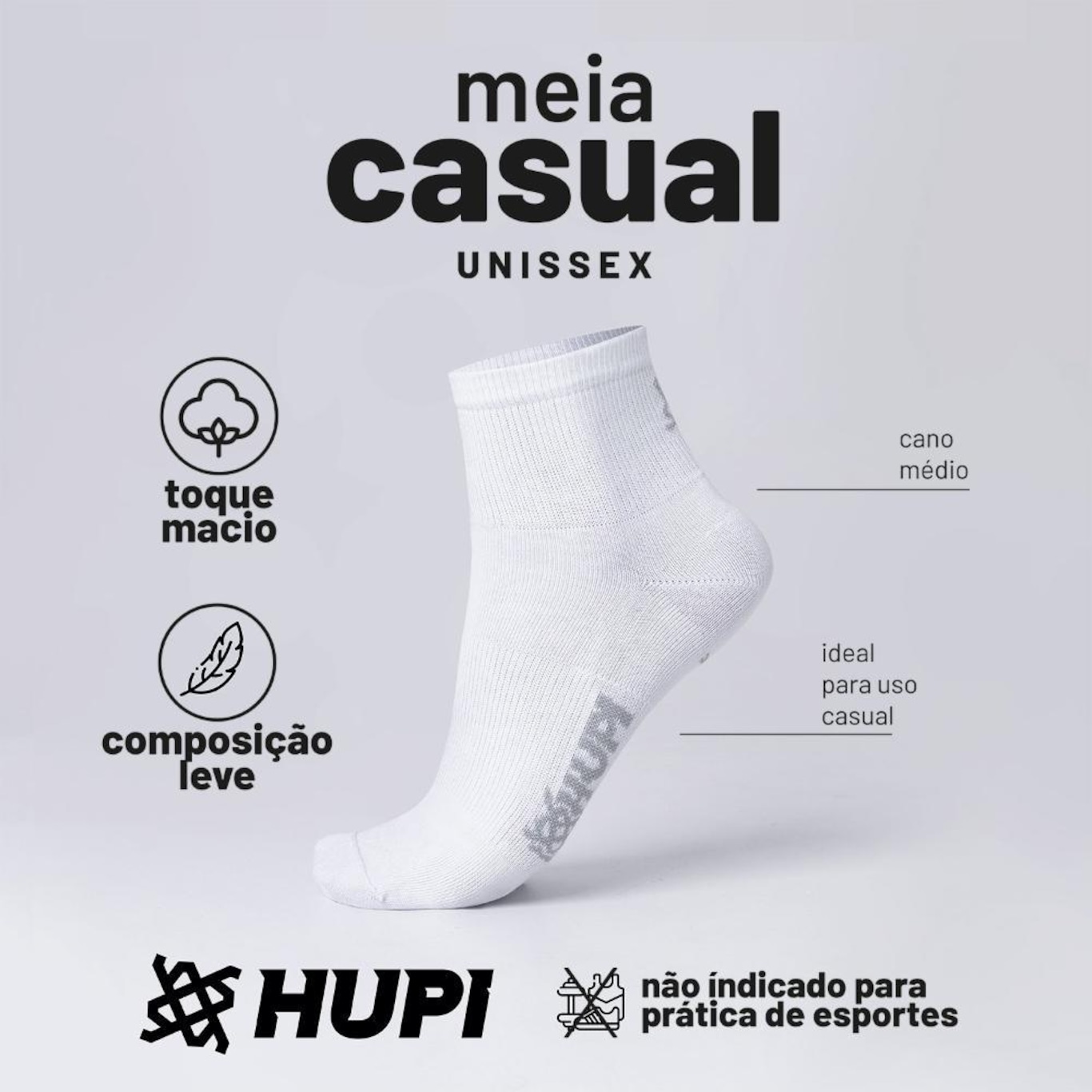 Meia Hupi Casual Cano Curto Algodão - Foto 4