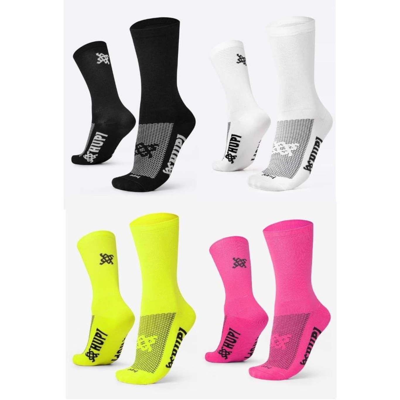 Meia Cano Longo Hupi Sport Lisas Coloridas - 4 Pares - Unissex - Foto 1