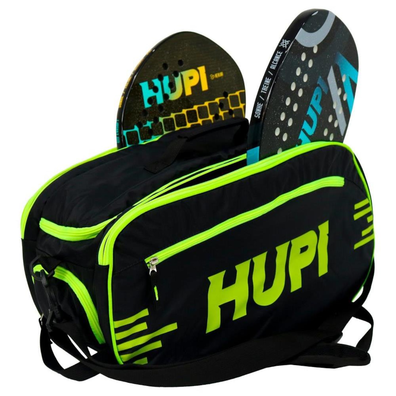 Raqueteira Hupi Pro Preto e Amarelo Neon para Beach Tennis e Padel - Foto 3