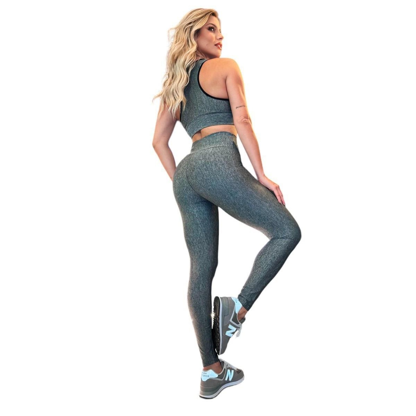 Top Transpassado + Calça Legging Sarrafo - Feminino - Foto 1