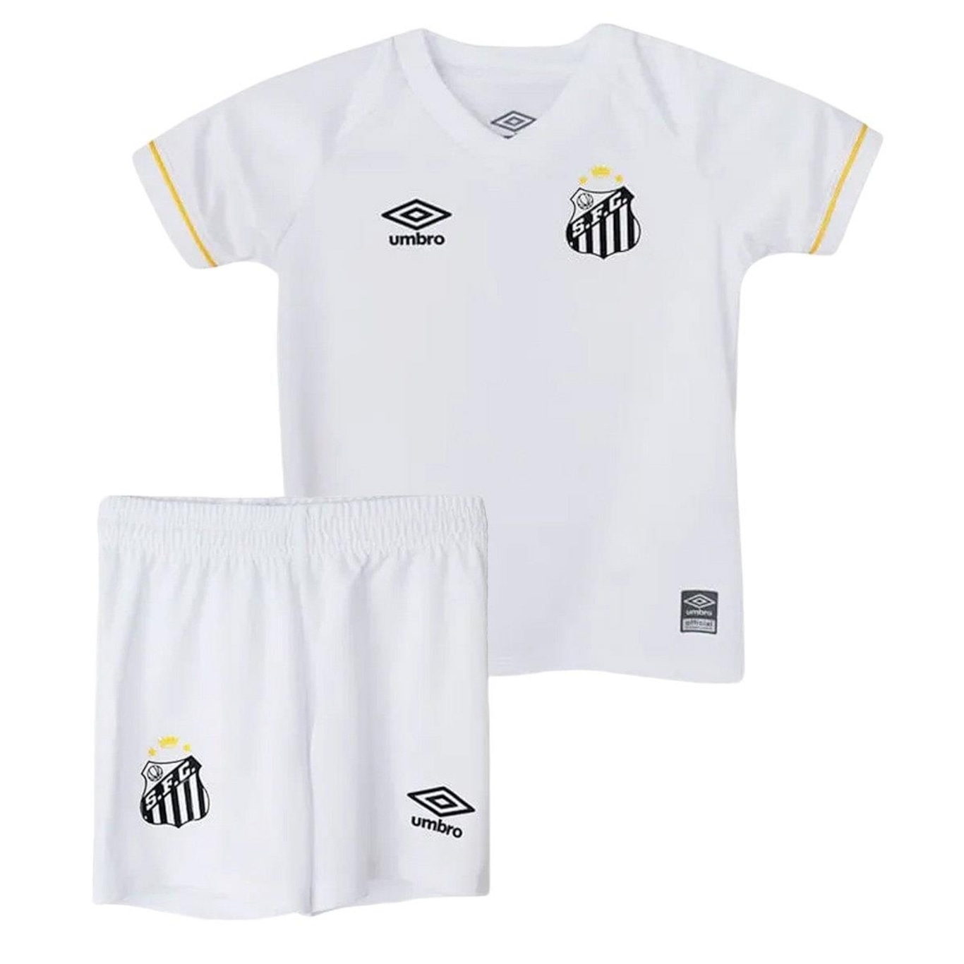 Conjunto com Camisa do Santos I Umbro 2023/24 - Infantil - Foto 1