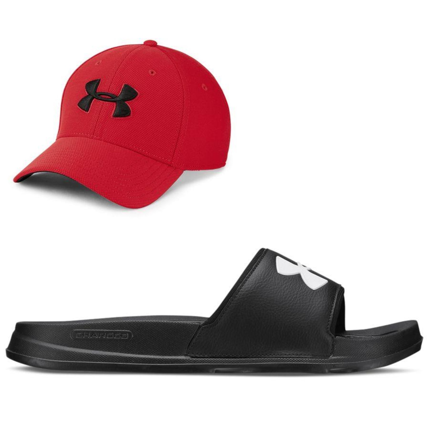 Chinelo Under Armour Daily Slide + 1 Boné Aba Curva Under Armour Blitzing - Masculino - Foto 1