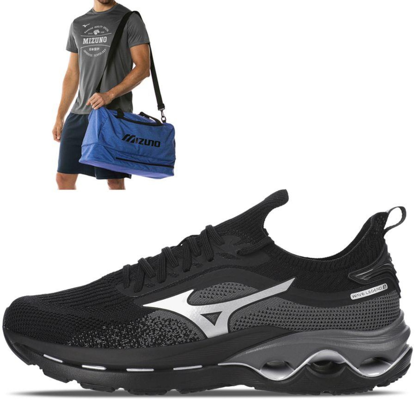 Tênis Mizuno Wave Legend 3 + 1 Mala Mizuno Treino Master - Masculino - Foto 1