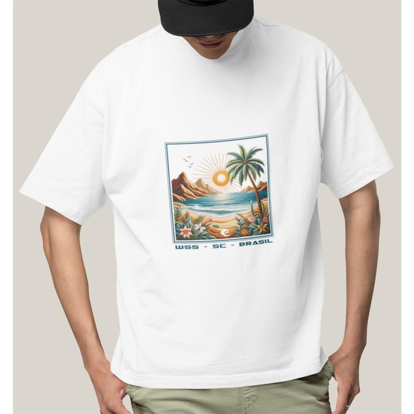 Camiseta Oversized Algodão Prime Wss Seaside - Masculina - Foto 1