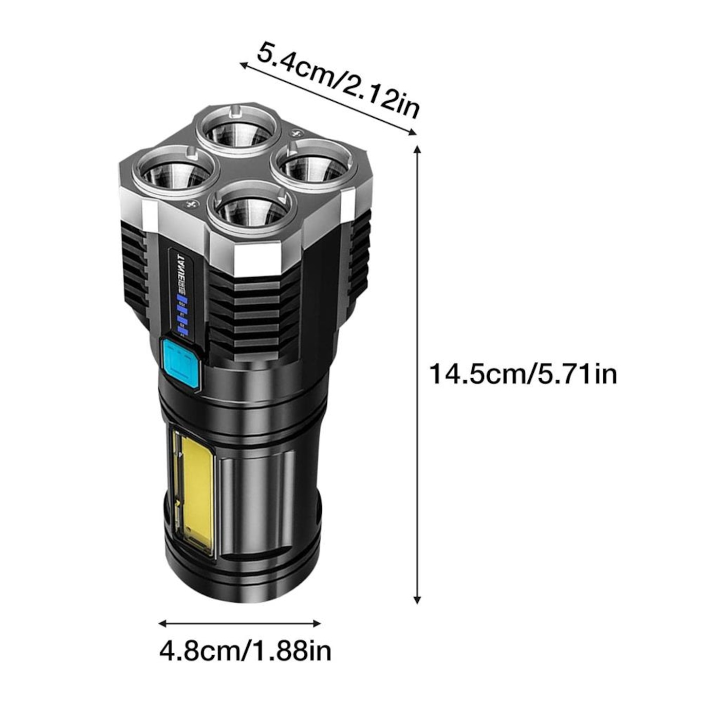 Lanterna Led Tática 4 Núcleos Alto Brilho Longo Alcance Ultra Iluminação Carregamento Usb - Foto 3