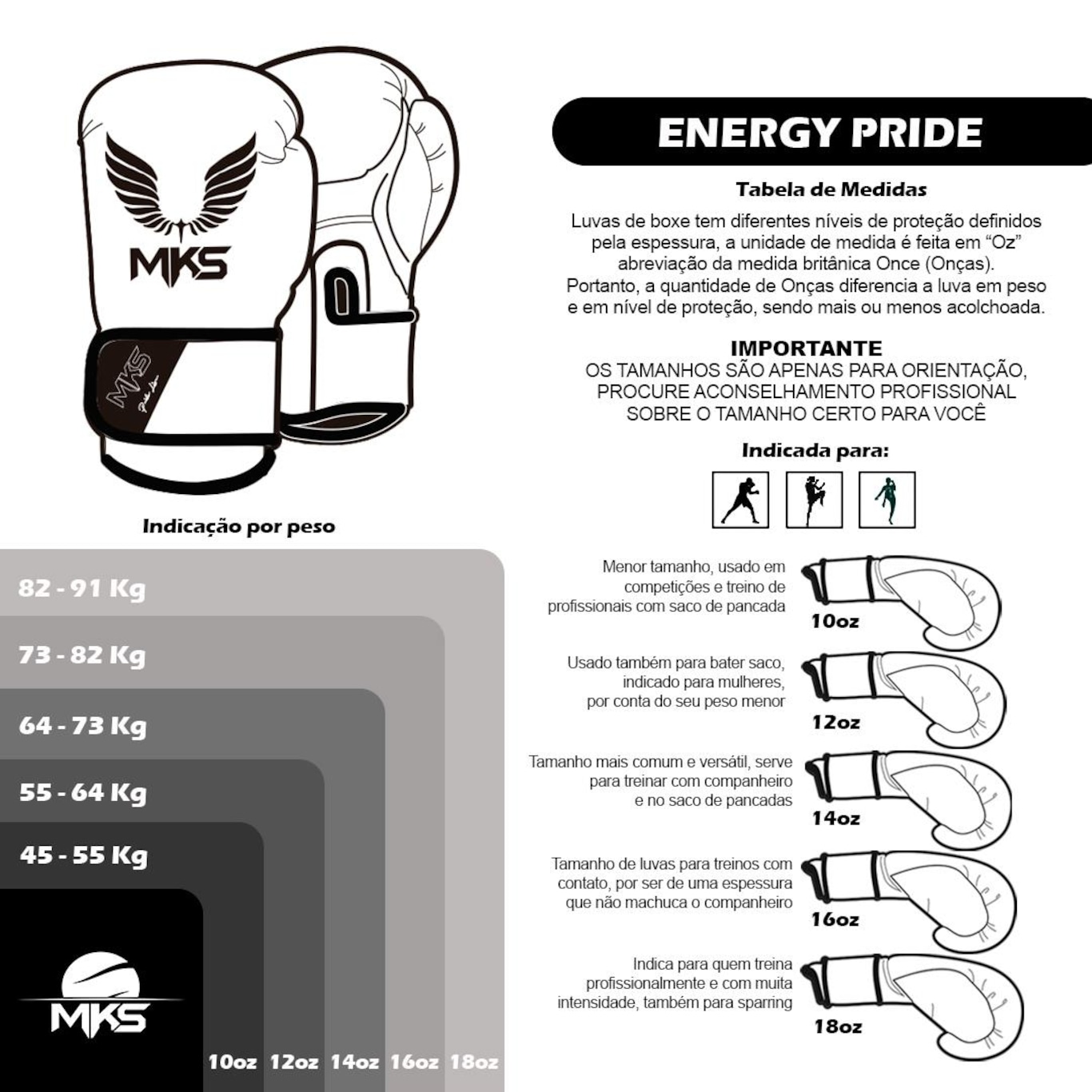 Luvas de Boxe Muay Thai Mks Energy Pride Line - Adulto - Foto 4