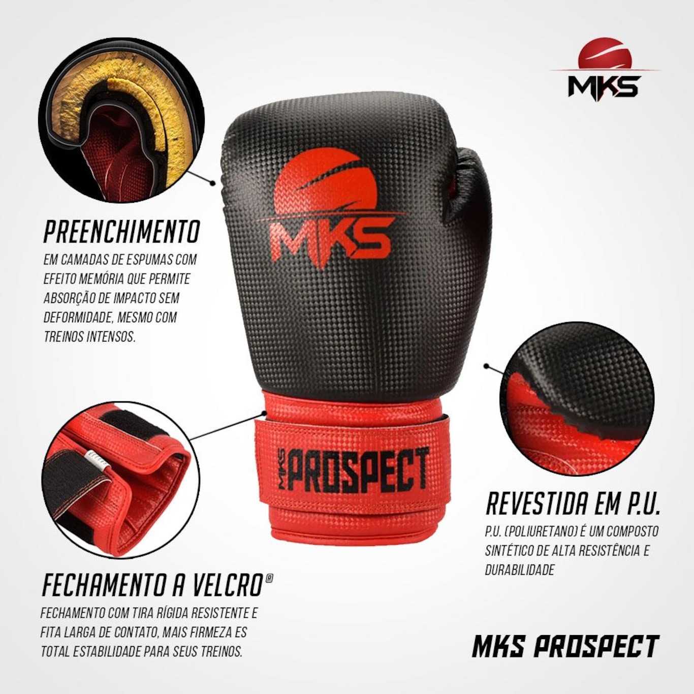 Luvas de Boxe Muay Thai Mks New Prospect - Adulto - Foto 6