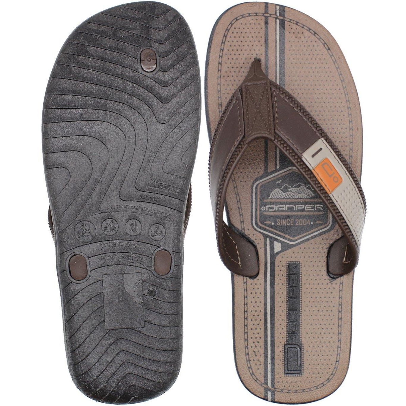 Chinelo Danper Couro Tiras Largas Estampado - Masculino - Foto 3