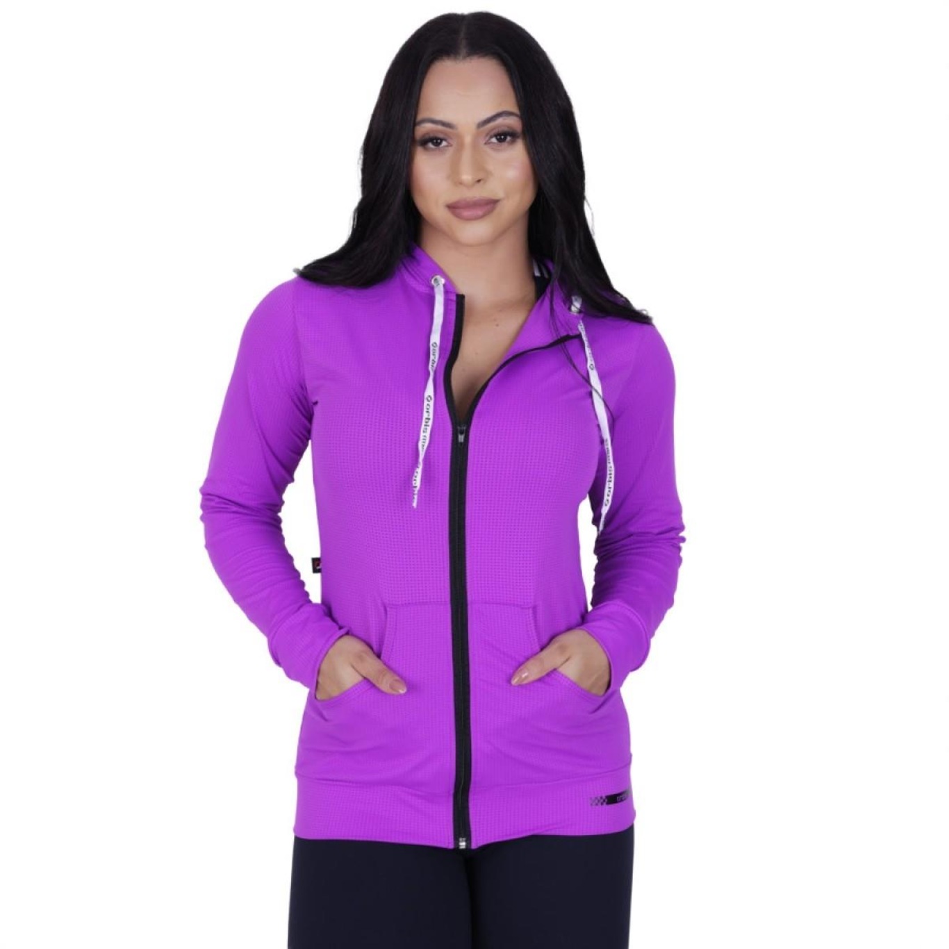 Blusão Orbis Fitness Esportivo Dry Aero Capuz e Bolso - Feminino - Foto 1