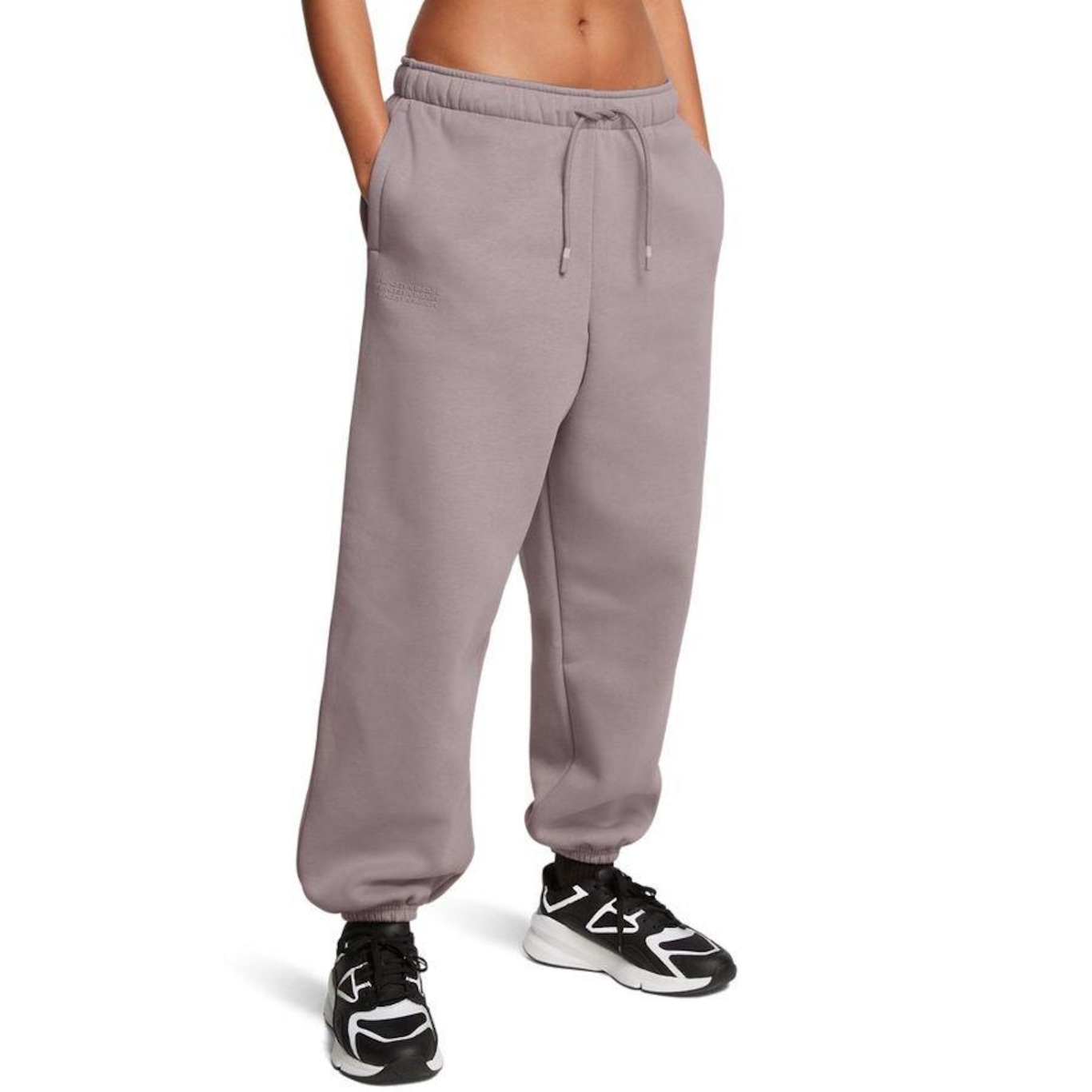 Calça Under Armour Sportstyle Icon Fleece Oversized Wordmark - Feminina - Foto 1