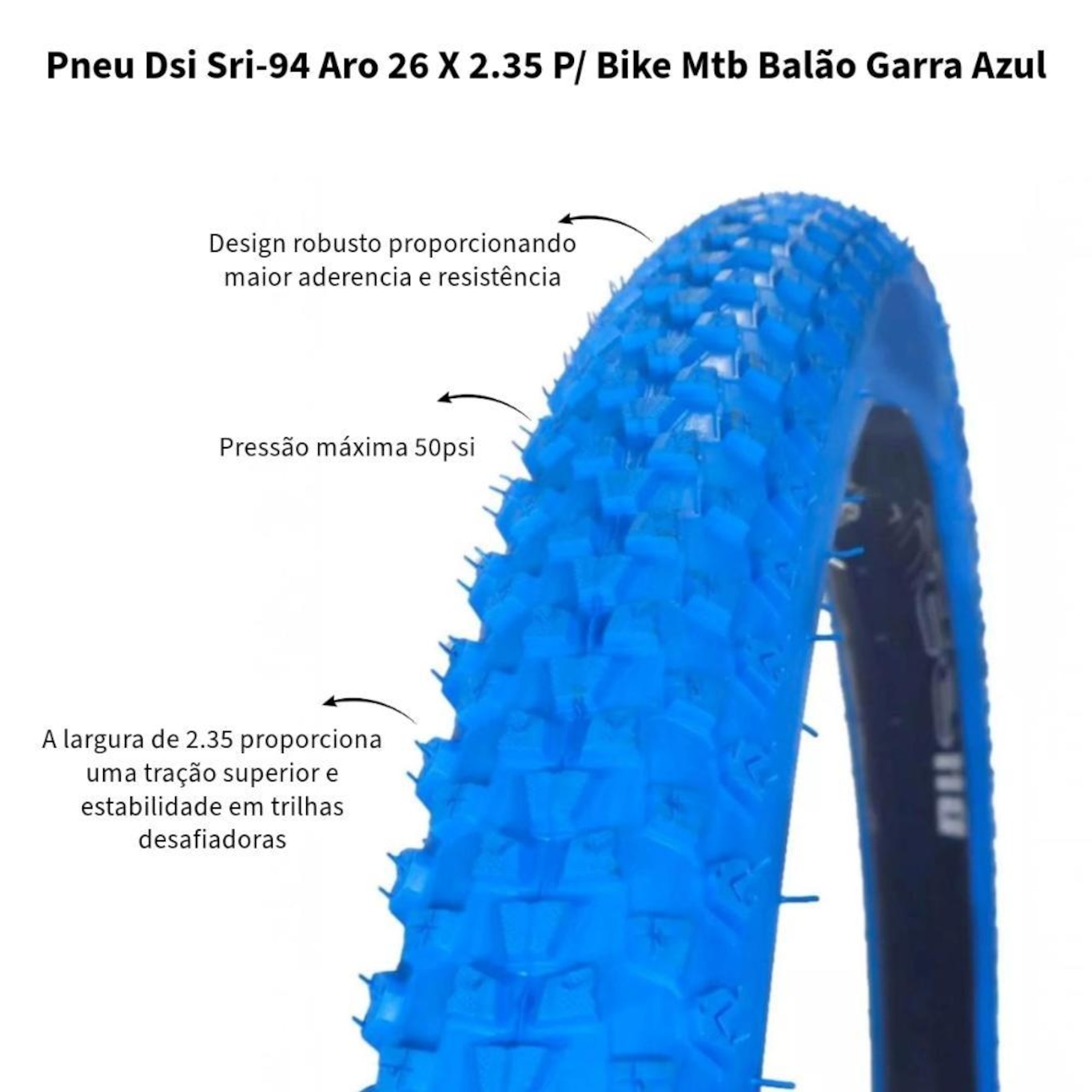 Pneu Mtb Dsi Sri-94 Aro 26 X 2.35 P/ Bike Balão Garra Azul - Foto 2