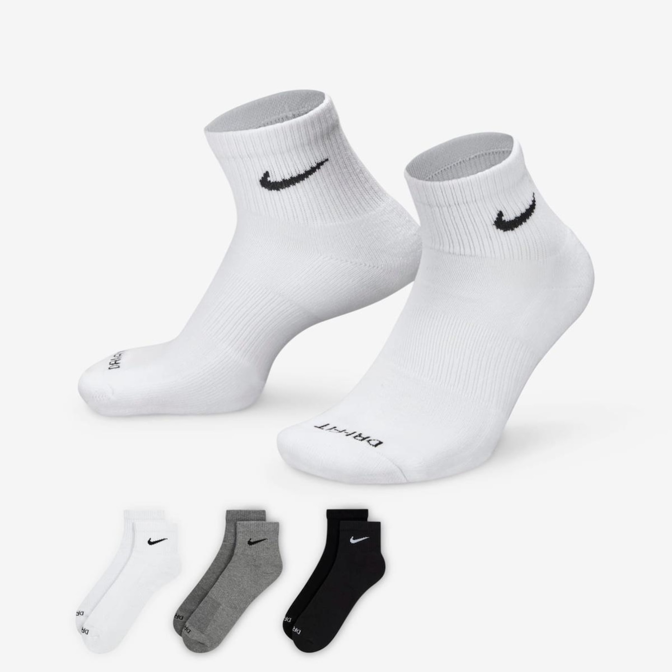 Kit Meias Nike Everyday Plus Cushioned com 3 Pares - Adulto - Foto 1