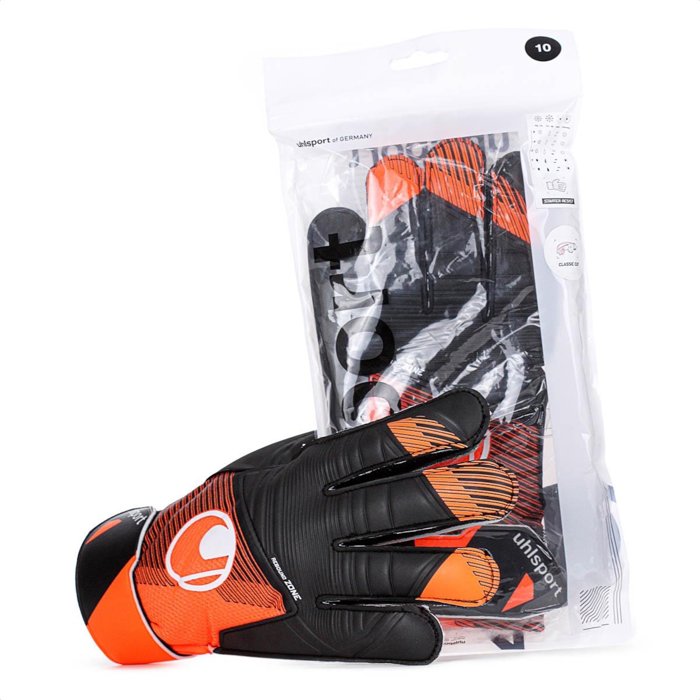 Luva de Goleiro Uhlsport Starter Resist+ Preto e Laranja - Adulto - Foto 6