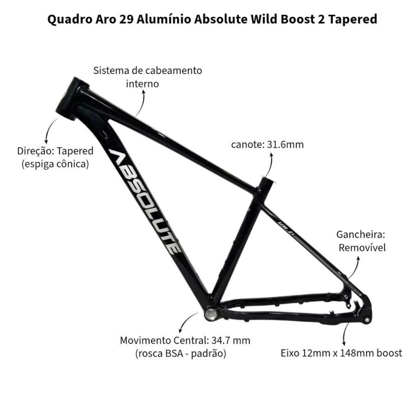 Quadro Absolute Wild Boost 2 Tapered Mtb Modelo Novo 2025 - Foto 2