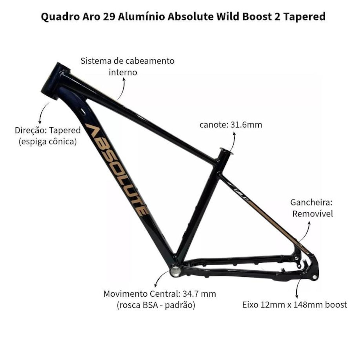 Quadro Absolute Wild Boost 2 Tapered Mtb Modelo Novo 2025 - Foto 4