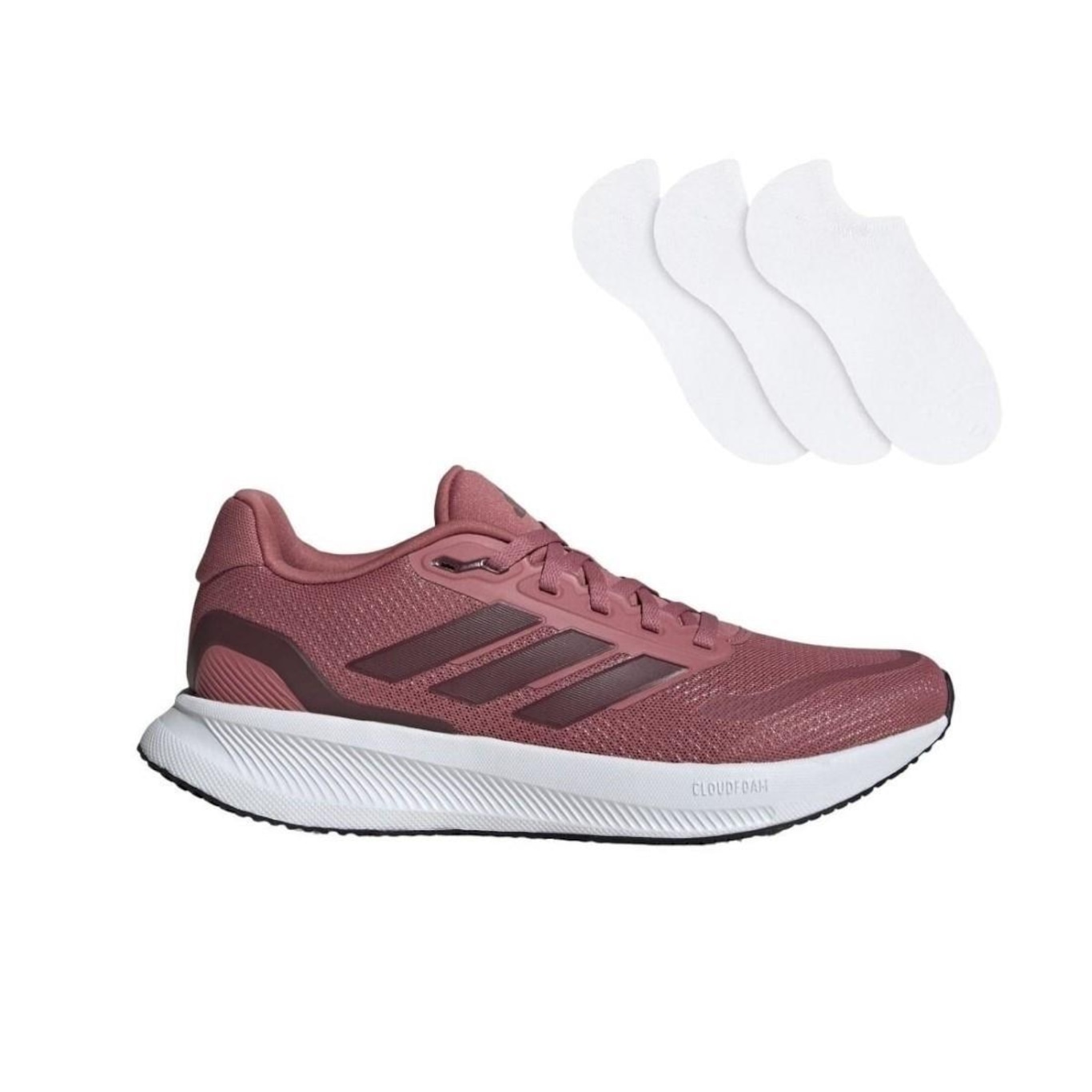 Kit Tênis adidas Runfalcon 5 Feminino + 3 Pares de Meias - Foto 1