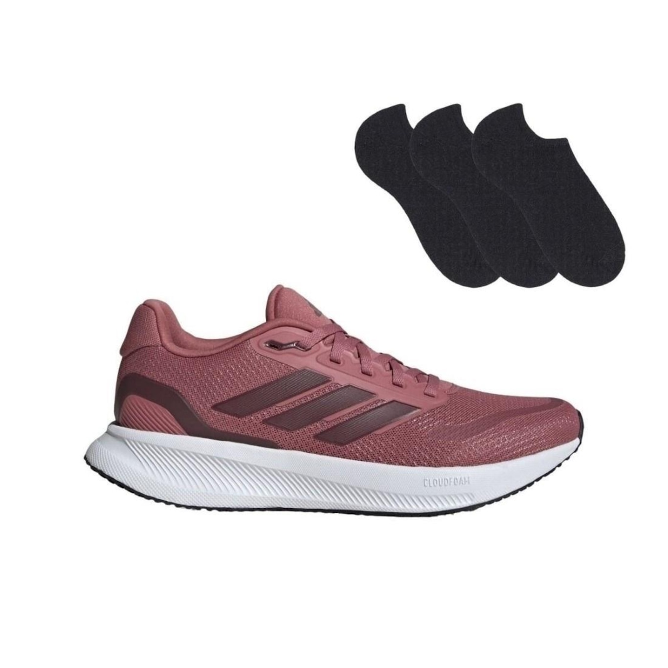 Kit Tênis adidas Runfalcon 5 Feminino + 3 Pares de Meias - Foto 1