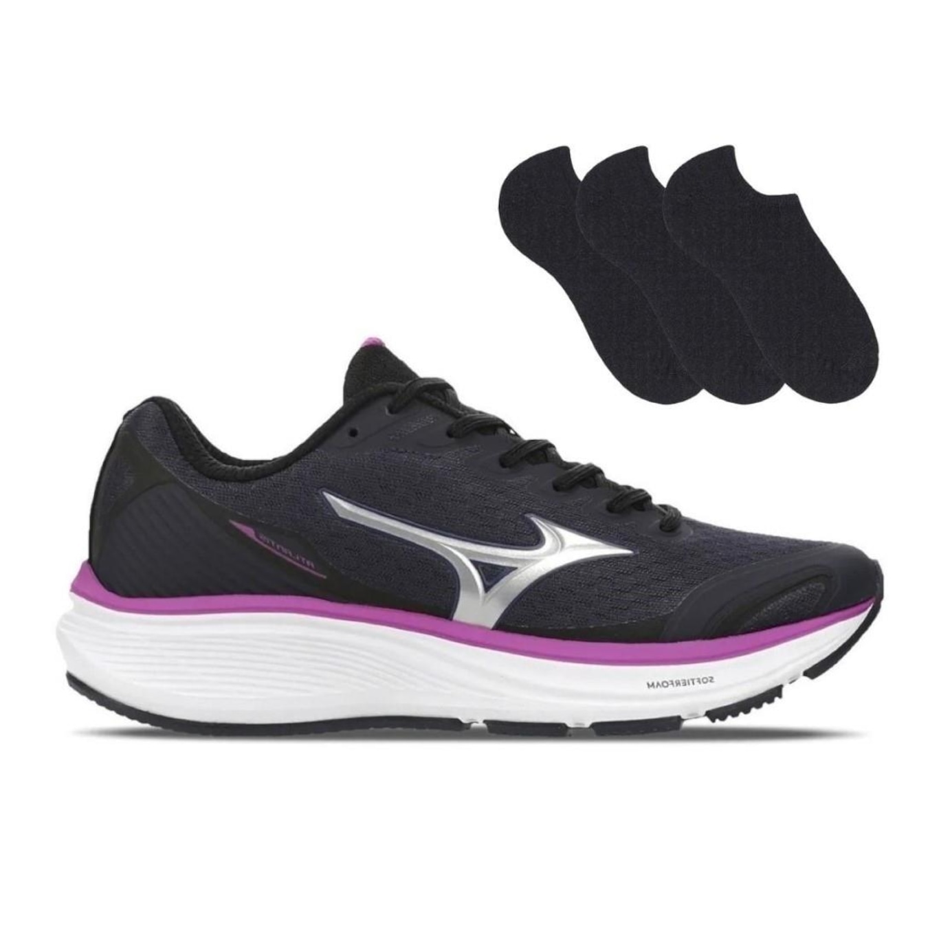 Kit Tênis Mizuno Atlantis Feminino + 3 Pares de Meias - Foto 1