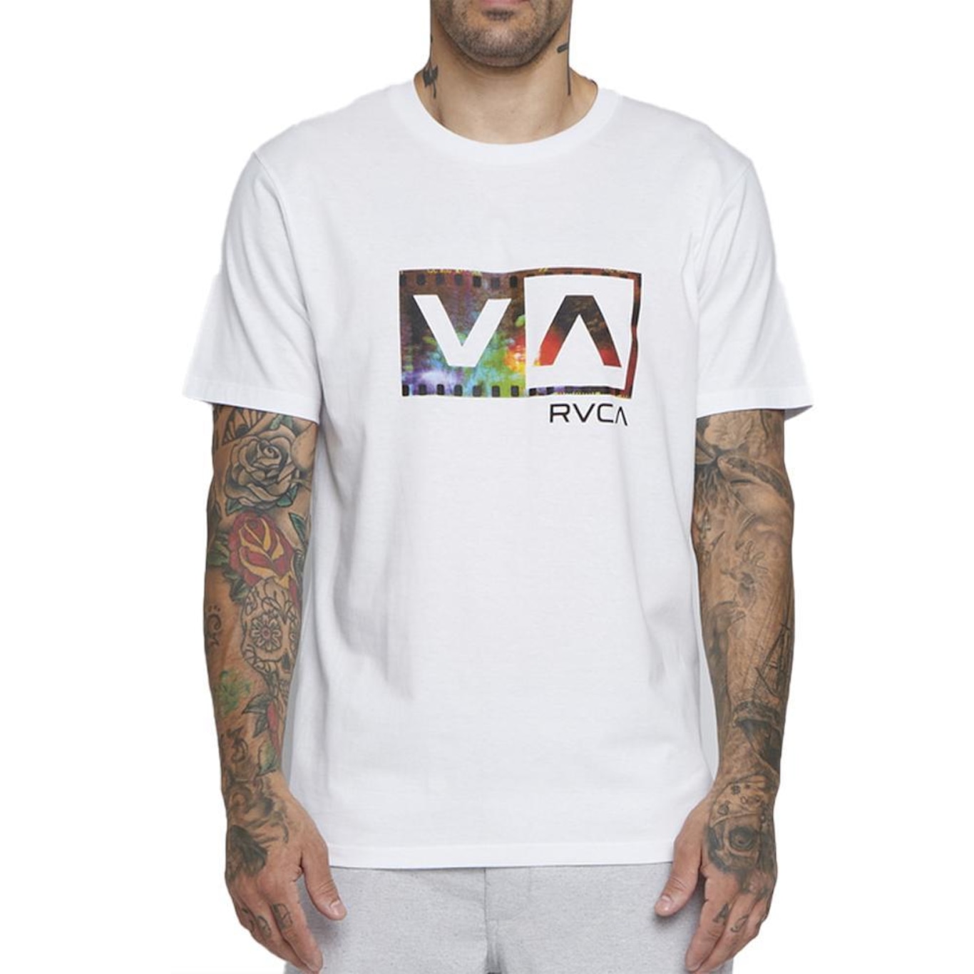 Camiseta Rvca Balance Box Film Sm25 Masculina Branco - Foto 1