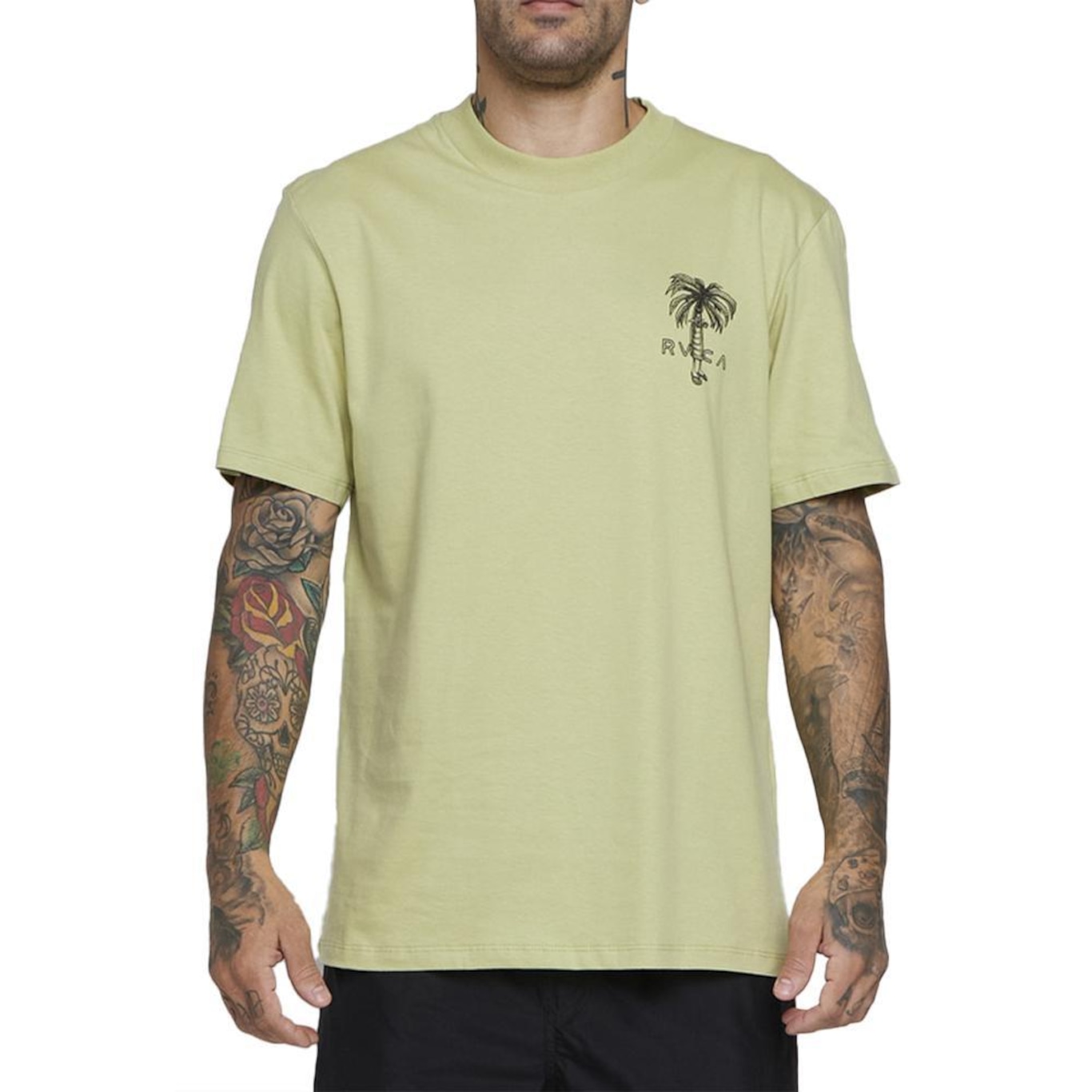 Camiseta Rvca Pommier Palms Sm25 Masculina Verde Claro - Foto 1