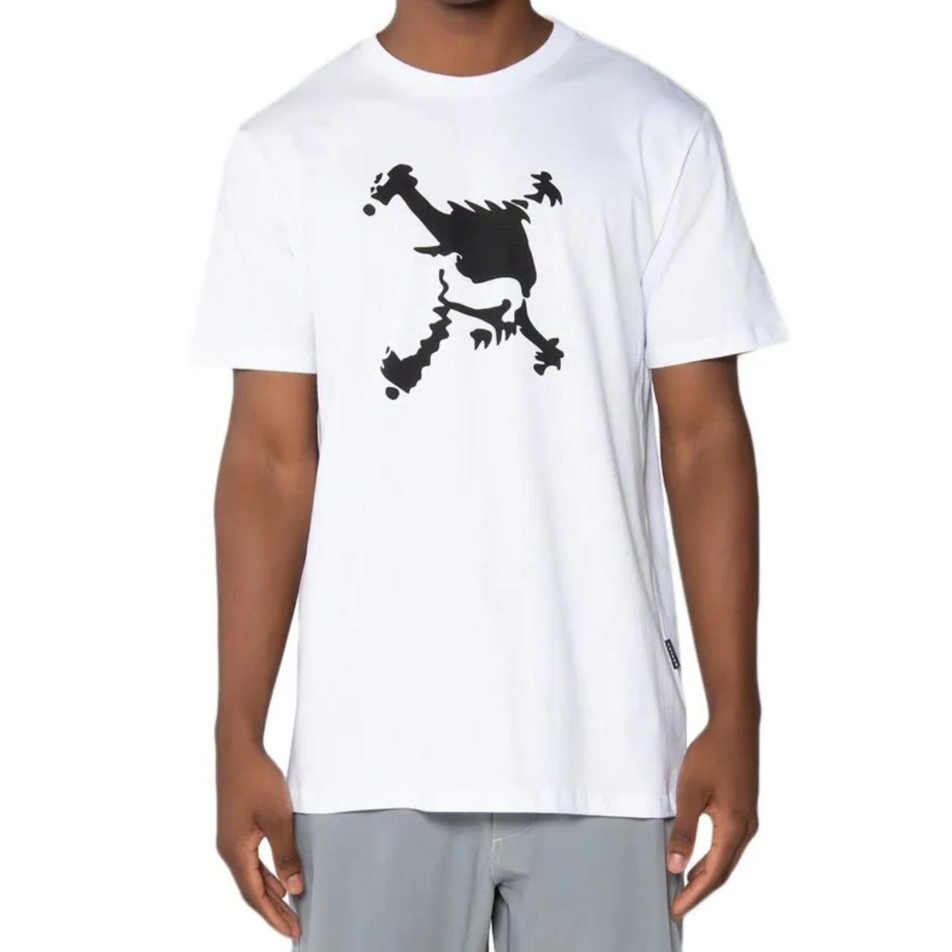 Camiseta Oakley Heritage Skull Tee Masculina - Branco e Preto - Foto 1