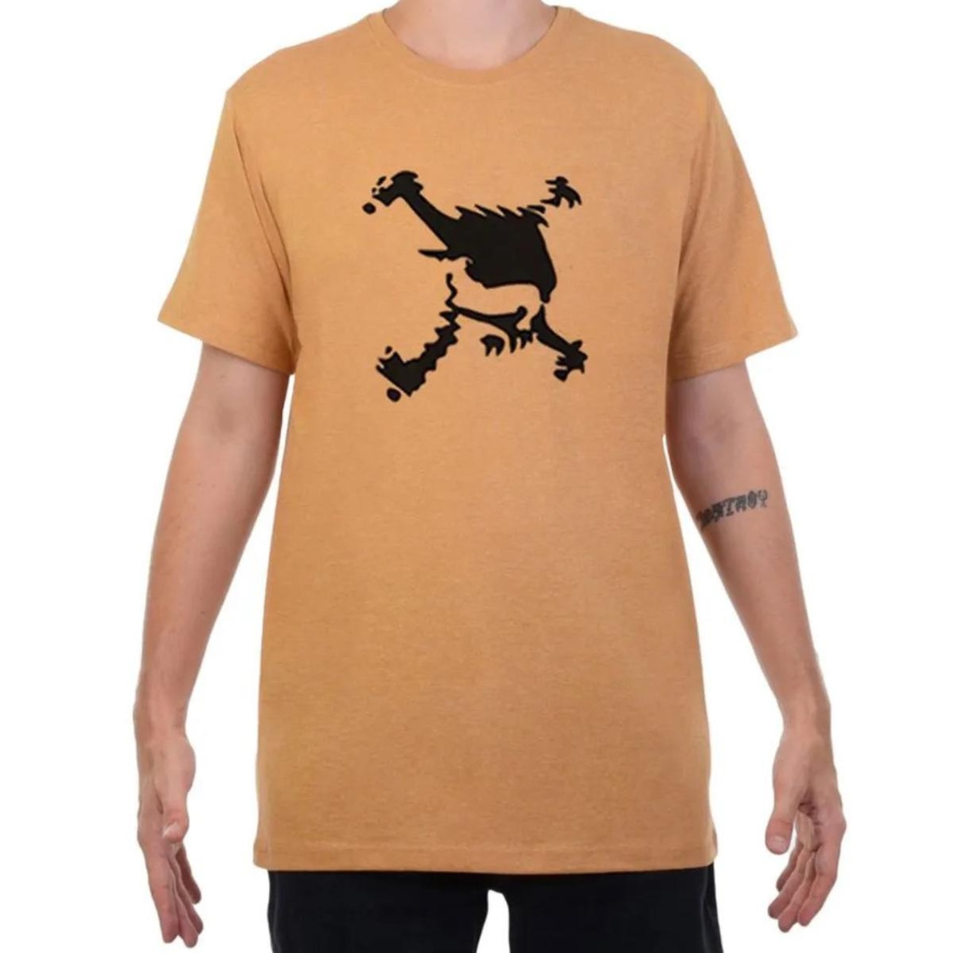 Camiseta Oakley Heritage Skull Tee Masculina - Bege e Preto - Foto 1