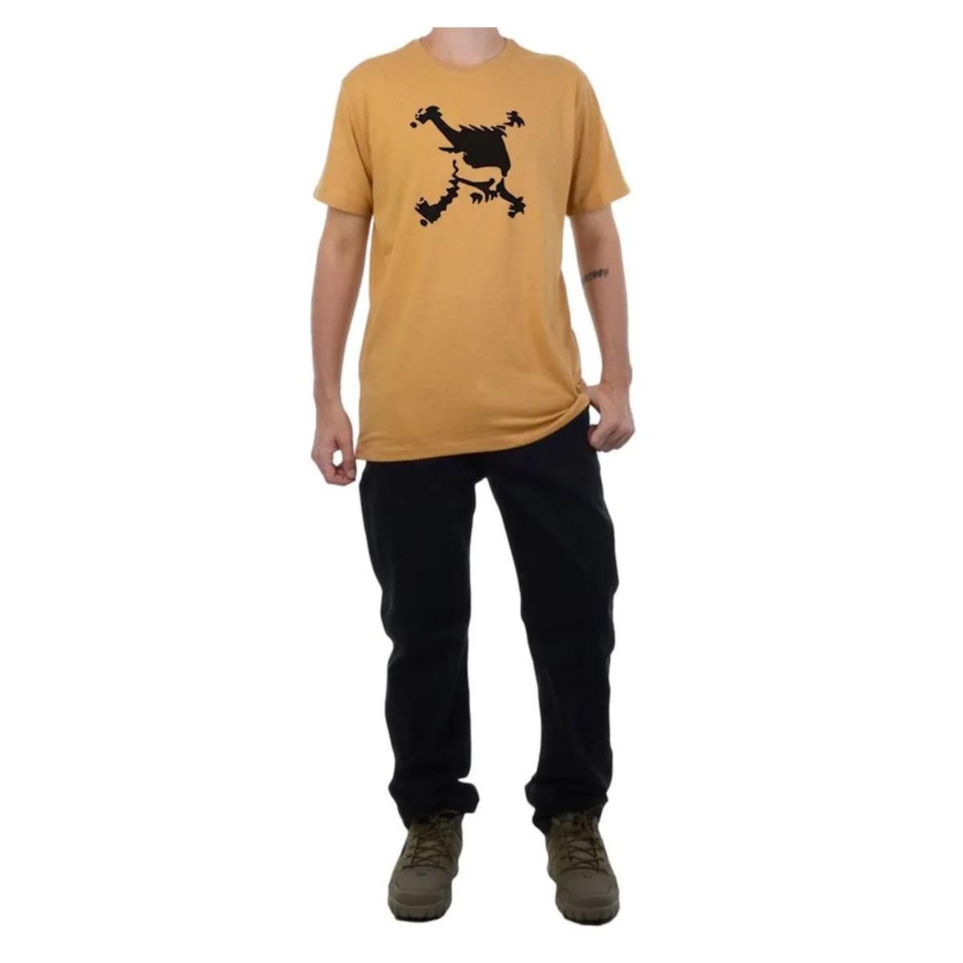 Camiseta Oakley Heritage Skull Tee Masculina - Bege e Preto - Foto 3