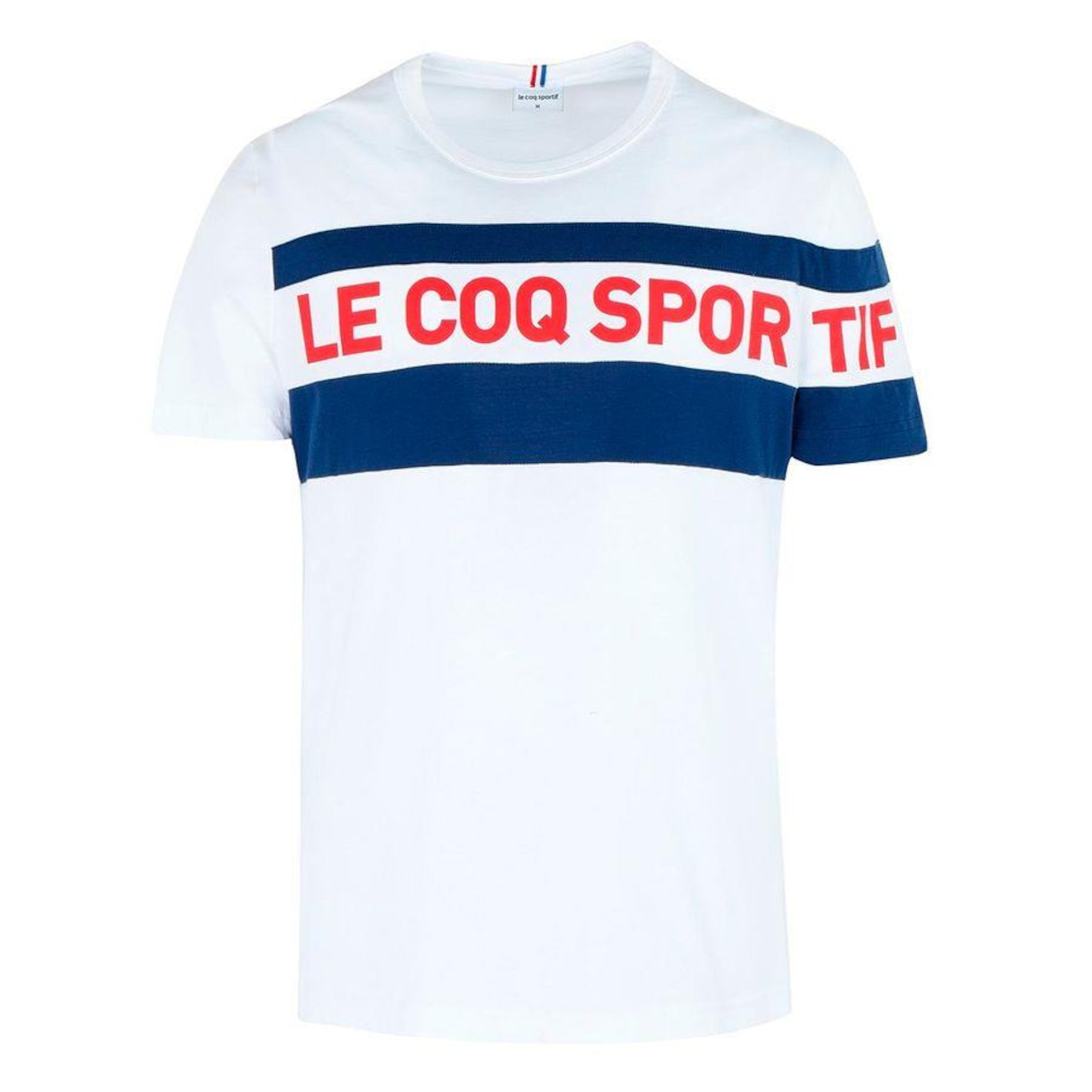 Camiseta Ess Saison 2 Tee Clip Branco e Azul - Le Coq Sportif - Le Coq Sportif - Masculino - Foto 1