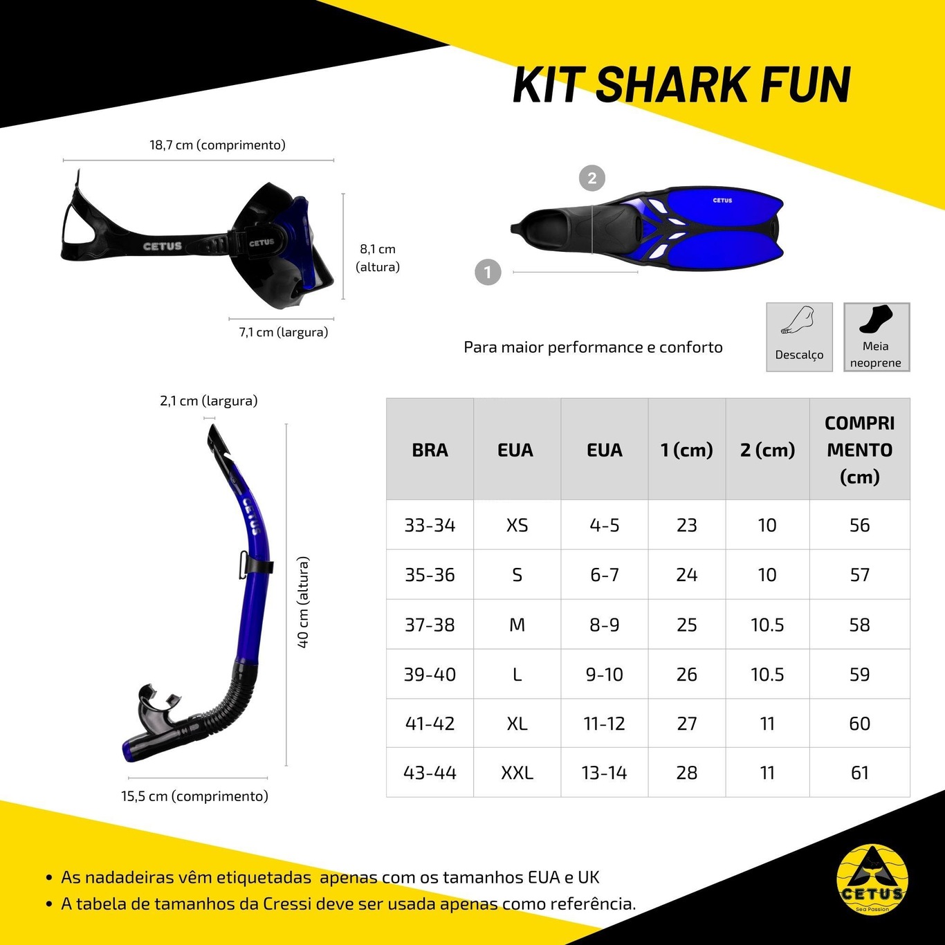 Kit de Mergulho Cetus Shark Fun - Foto 6