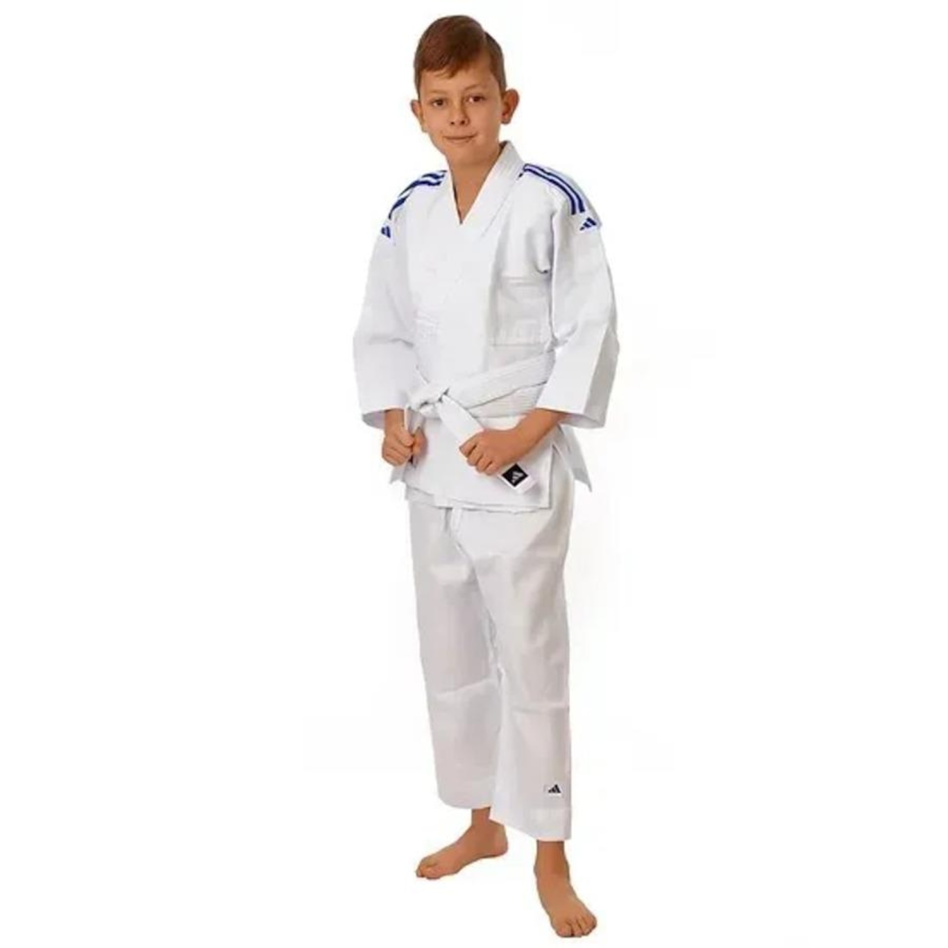 KIMONO INFANTIL JUDO ADIDAS TRANÇADO BRANCO COM FAIXA J250 - Foto 4