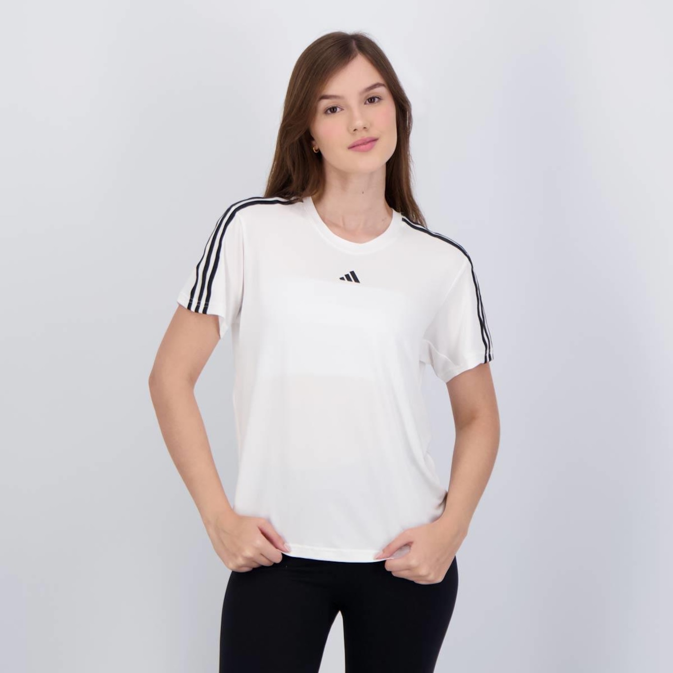 Camiseta adidas Essentials 3 Listras Feminina - Foto 1