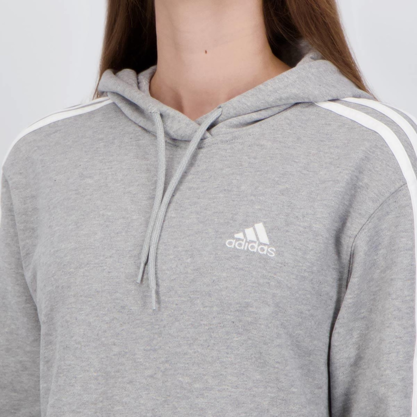 Blusão de Moletom com Capuz adidas Cropped 3 Stripes - Feminino - Foto 5