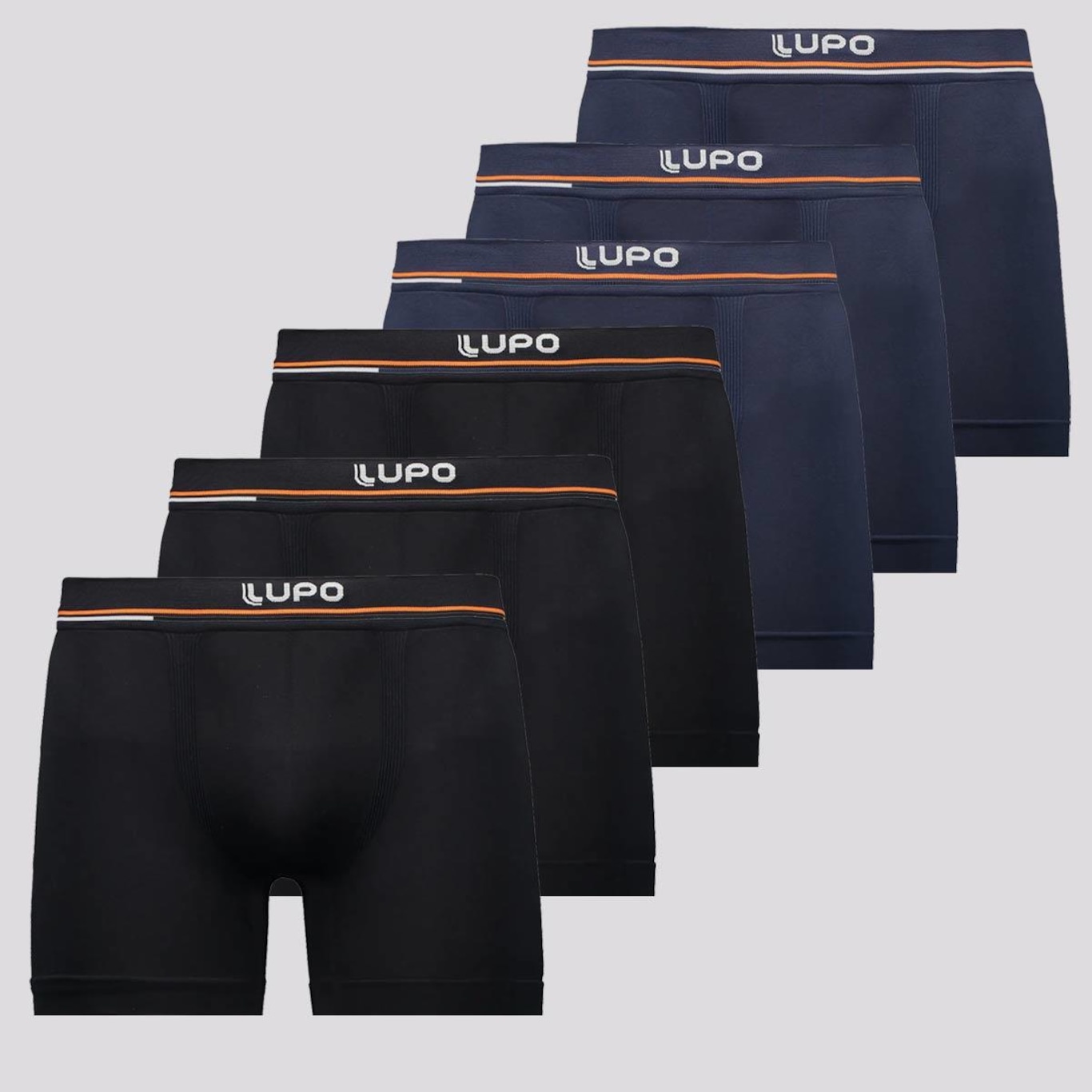 Cueca Boxer Lupo Blue Nights - 6 Unidades - Foto 1