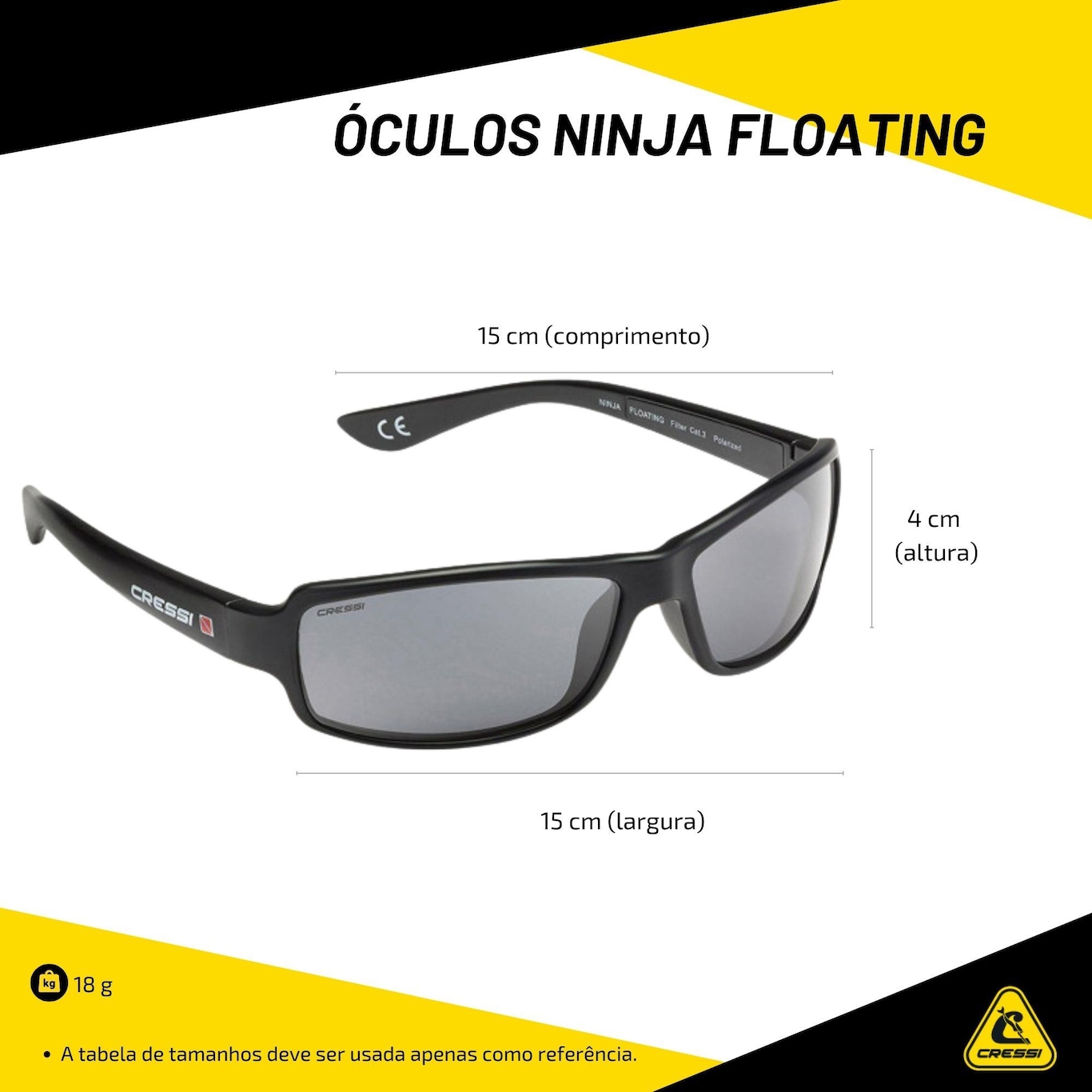 Óculos de Sol Cressi Ninja Floating Polarizado Black - Foto 6