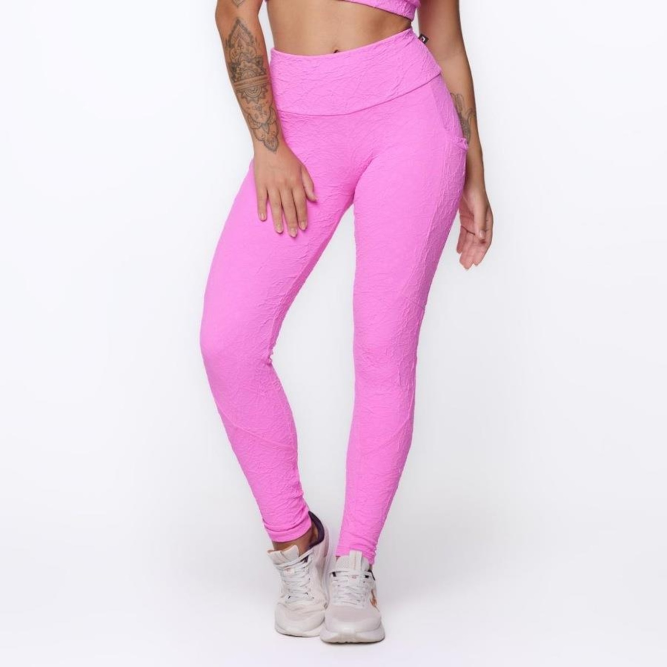 Calça Legging Orbis Fitness Bolso Lateral Jacquard Poliamida - Feminina - Foto 1