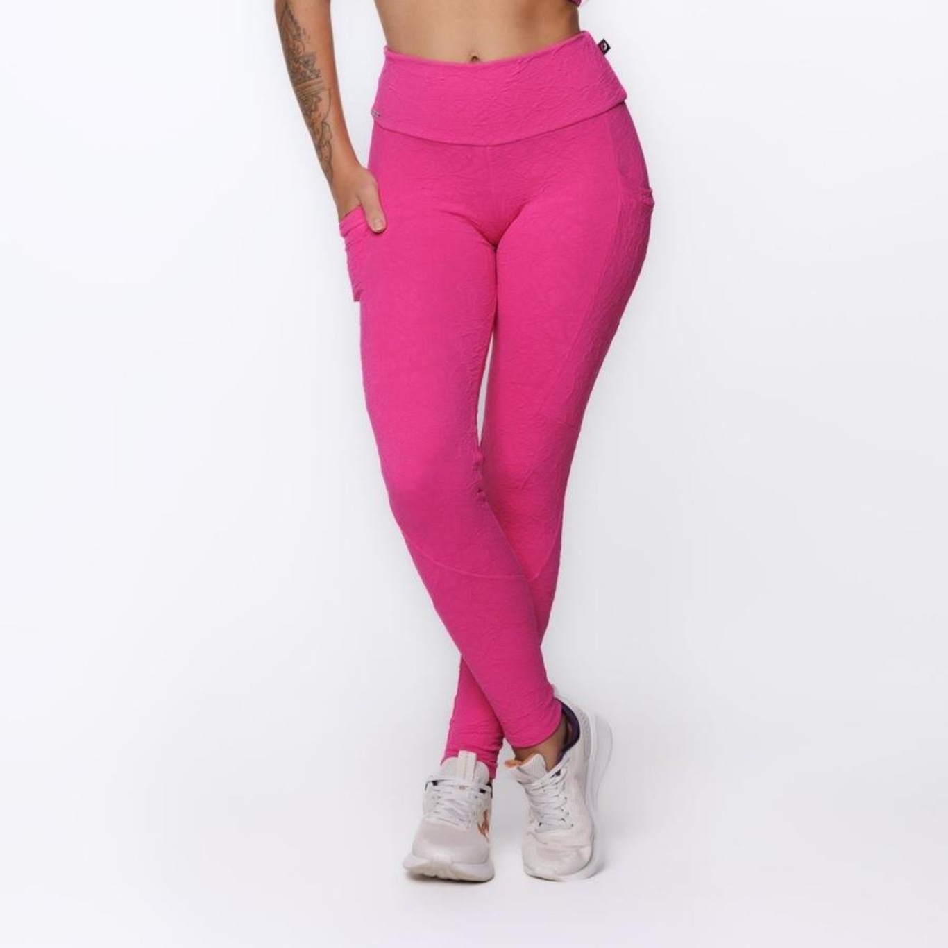 Calça Legging Orbis Fitness Bolso Lateral Jacquard Poliamida - Feminina - Foto 2