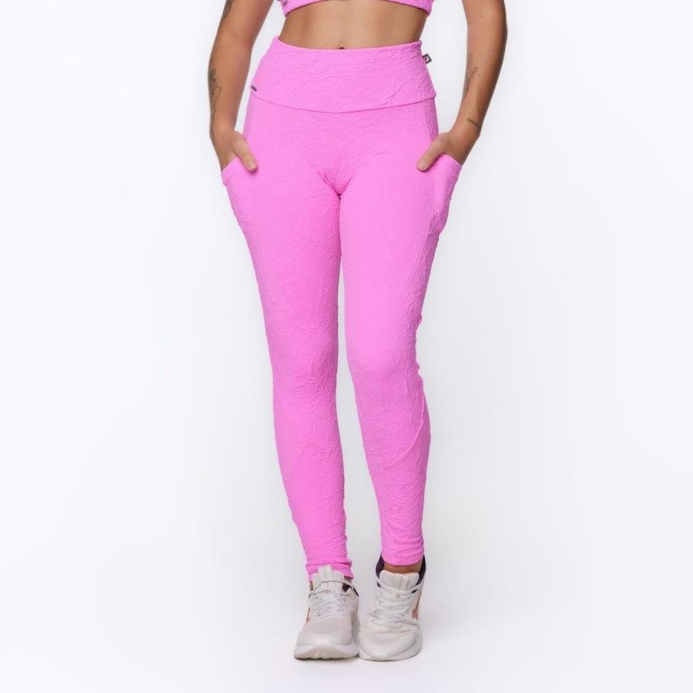 Calça Legging Orbis Fitness Bolso Lateral Jacquard Poliamida - Feminina - Foto 3