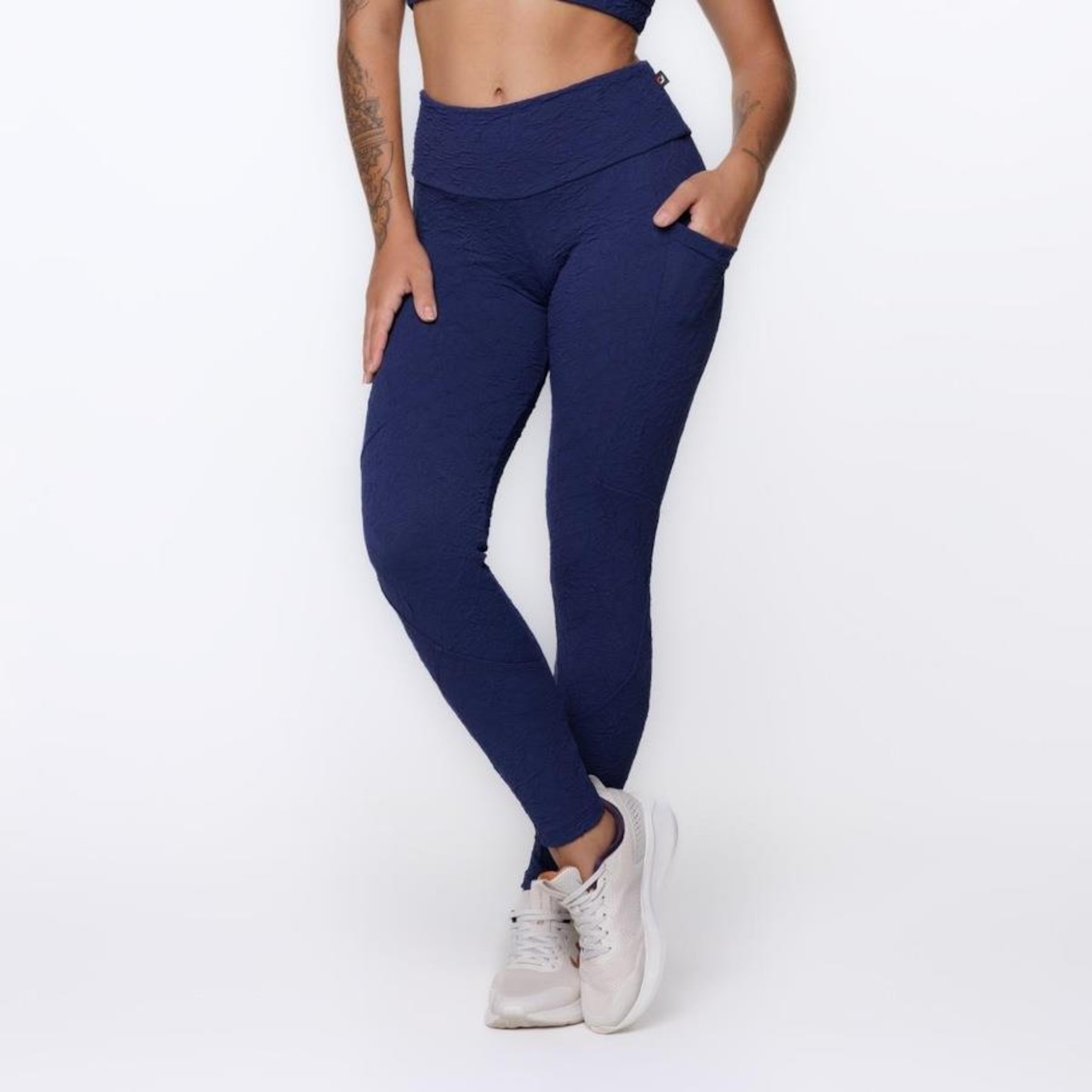 Calça Legging Orbis Fitness Bolso Lateral Jacquard Poliamida - Feminina - Foto 1