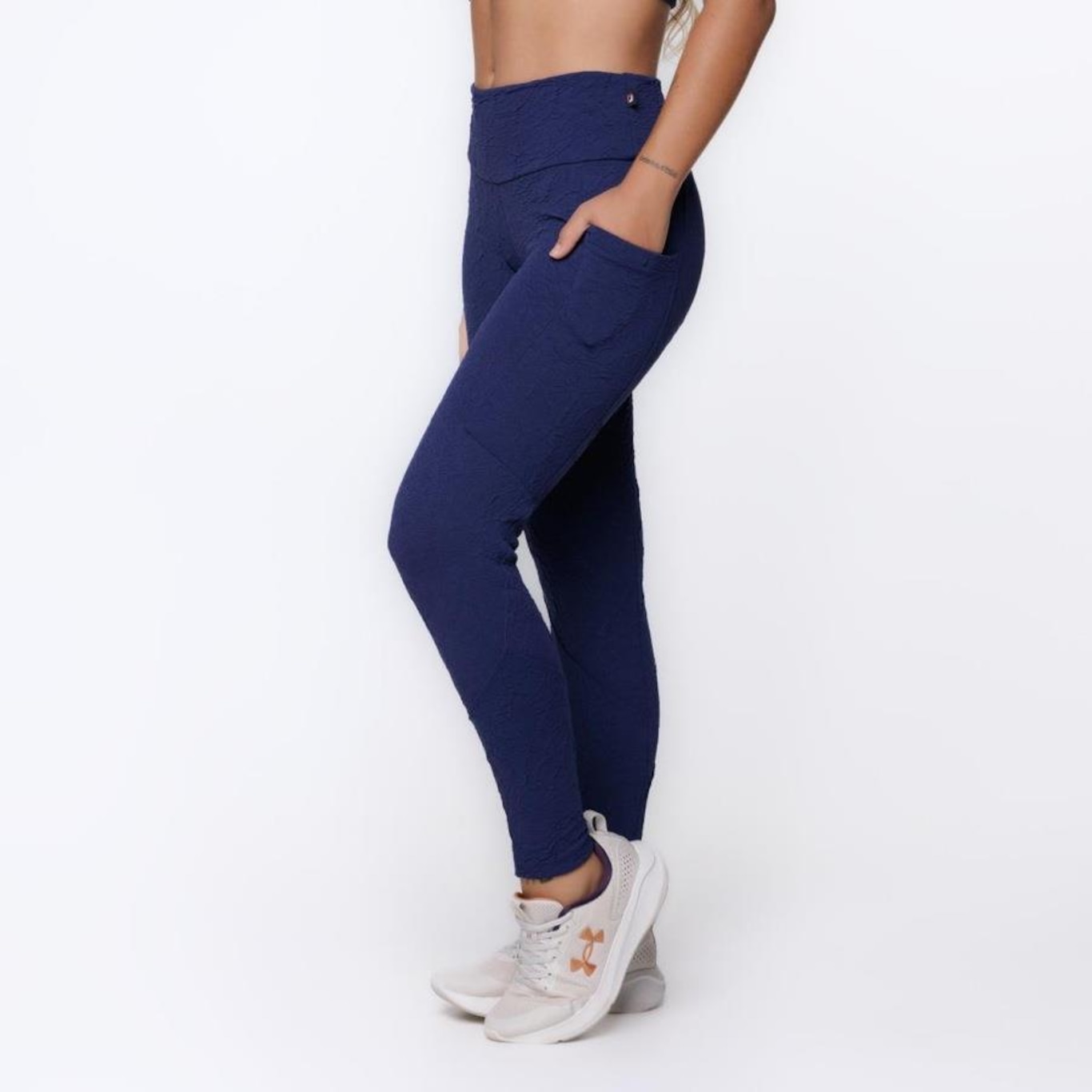 Calça Legging Orbis Fitness Bolso Lateral Jacquard Poliamida - Feminina - Foto 4