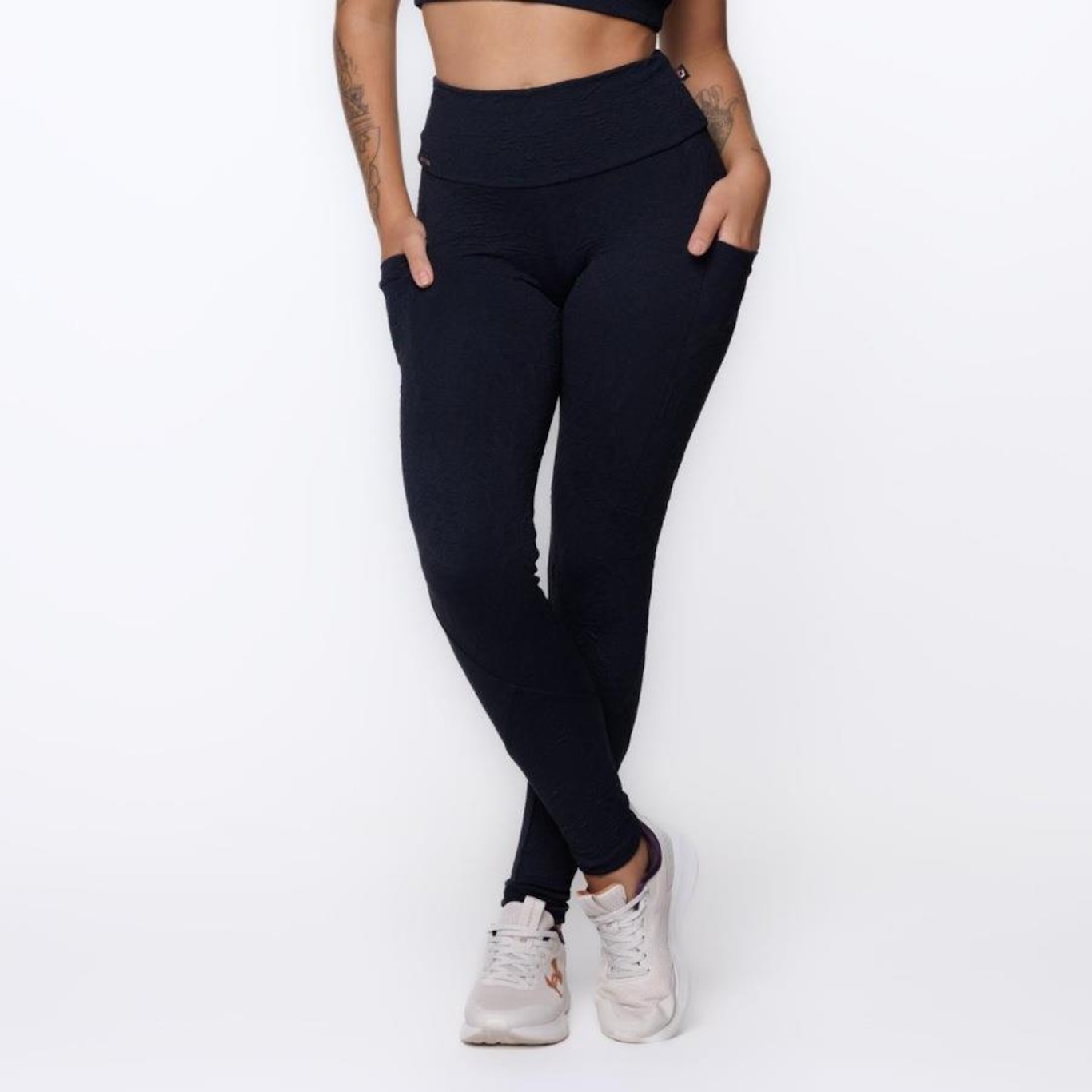 Calça Legging Orbis Fitness Bolso Lateral Jacquard Poliamida - Feminina - Foto 1