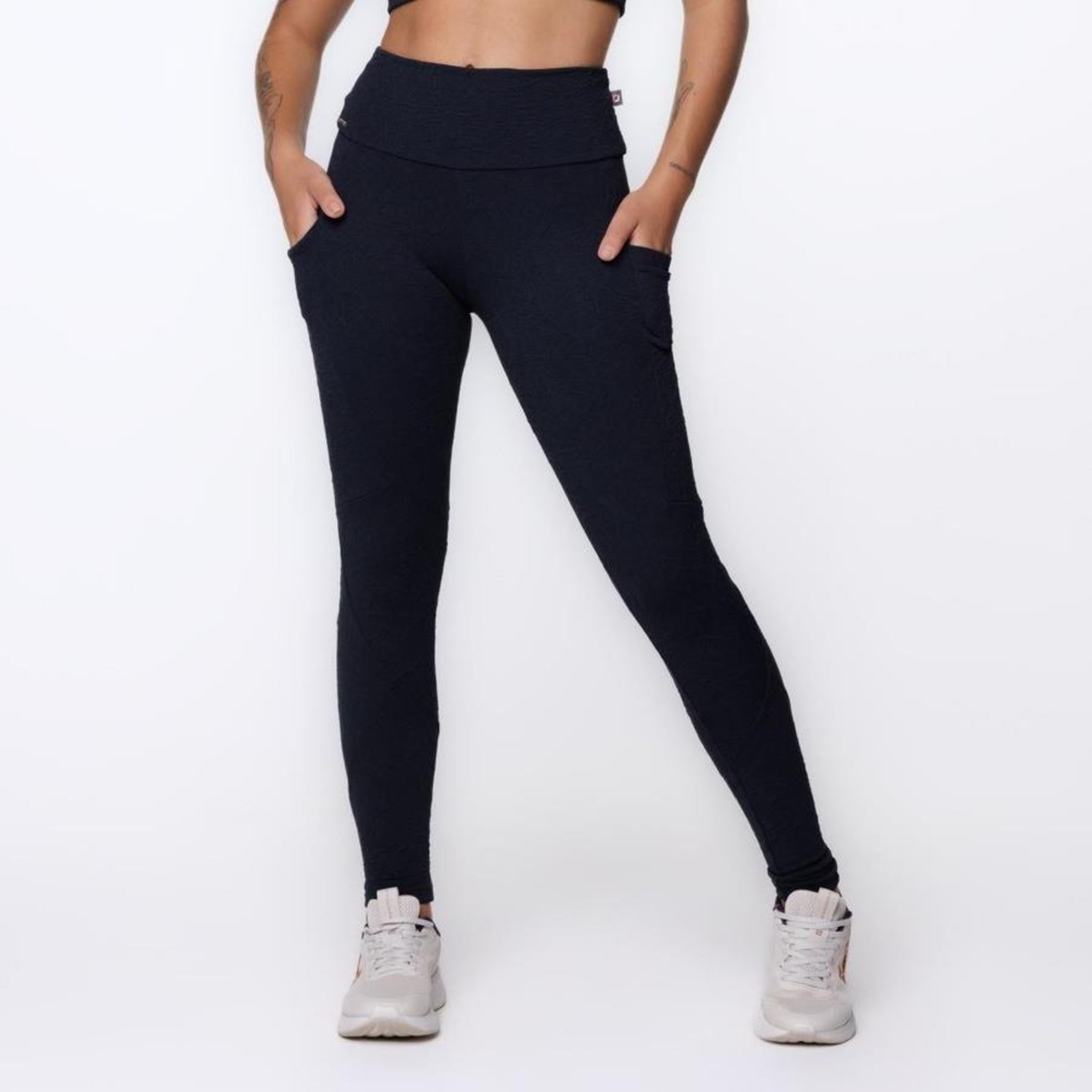 Calça Legging Orbis Fitness Bolso Lateral Jacquard Poliamida - Feminina - Foto 2