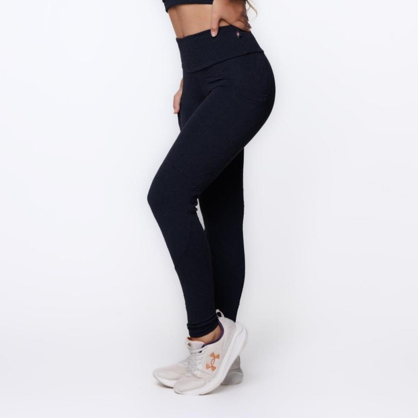 Calça Legging Orbis Fitness Bolso Lateral Jacquard Poliamida - Feminina - Foto 3