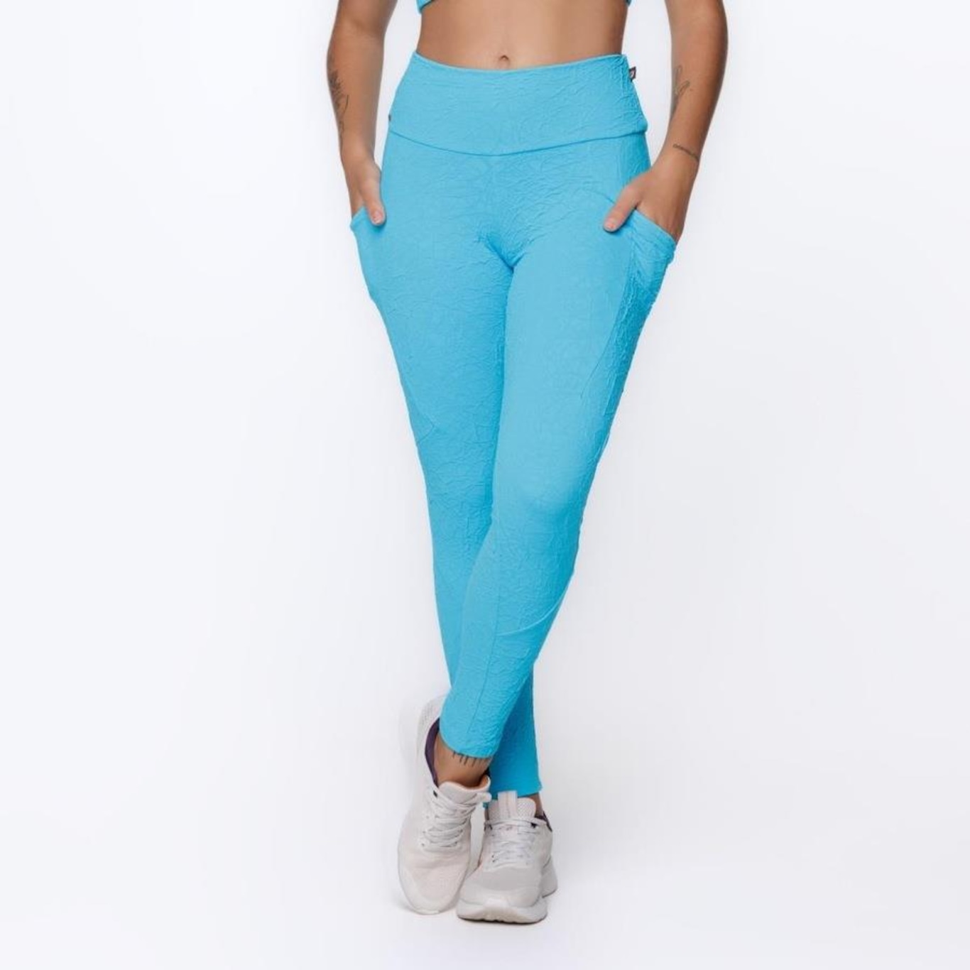 Calça Legging Orbis Fitness Bolso Lateral Jacquard Poliamida - Feminina - Foto 1