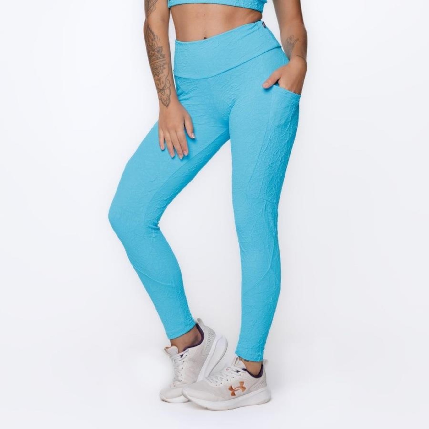 Calça Legging Orbis Fitness Bolso Lateral Jacquard Poliamida - Feminina - Foto 2