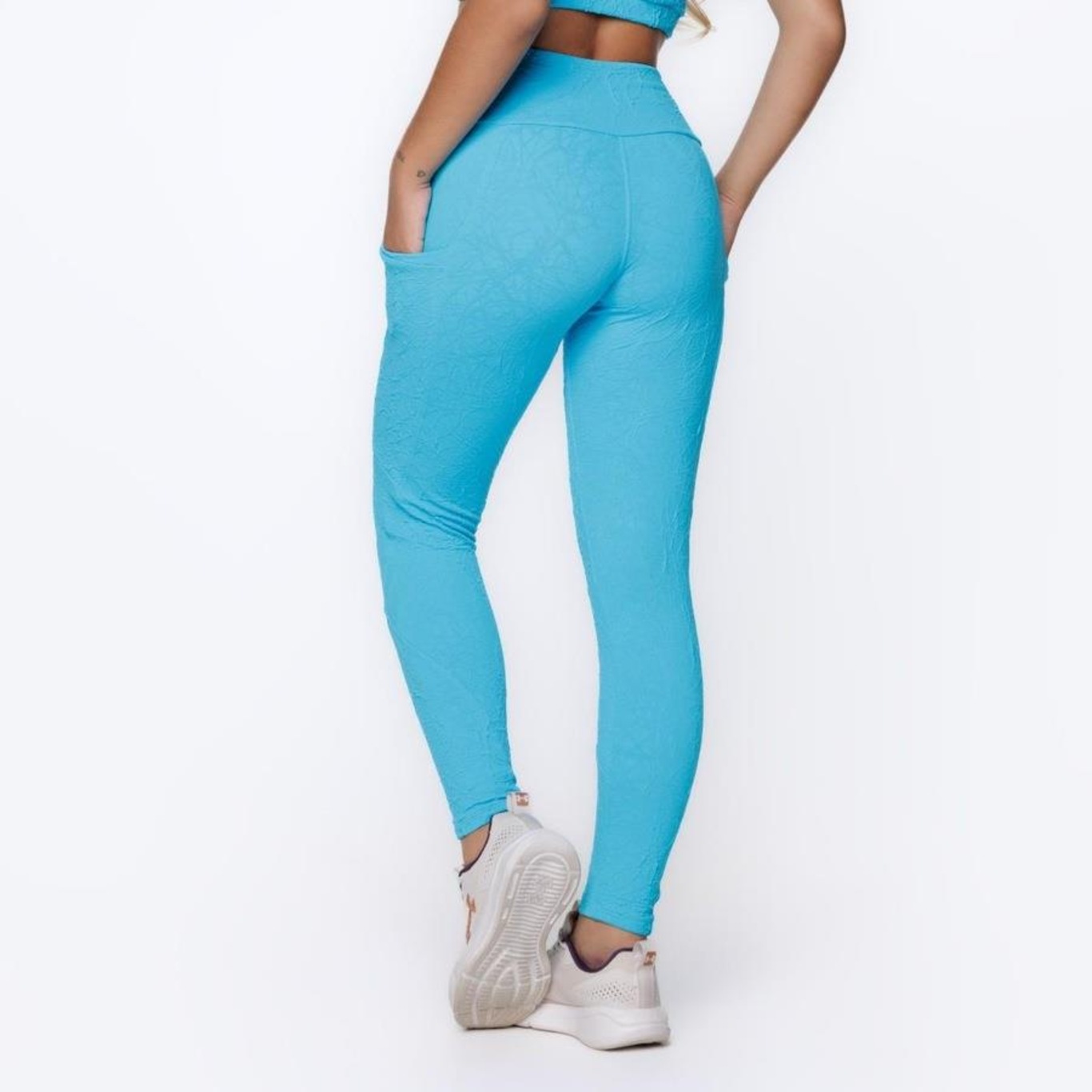 Calça Legging Orbis Fitness Bolso Lateral Jacquard Poliamida - Feminina - Foto 4