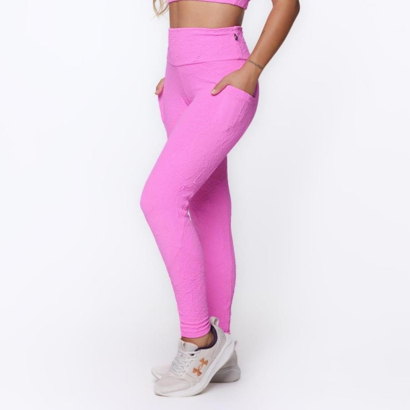 Calça Legging Orbis Fitness Bolso Lateral Jacquard Poliamida - Feminina - Foto 4