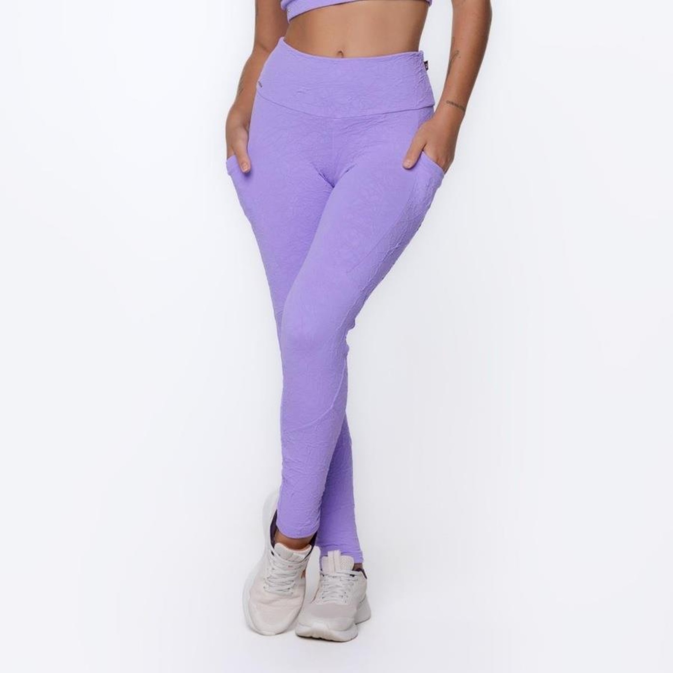 Calça Legging Orbis Fitness Bolso Lateral Jacquard Poliamida - Feminina - Foto 1