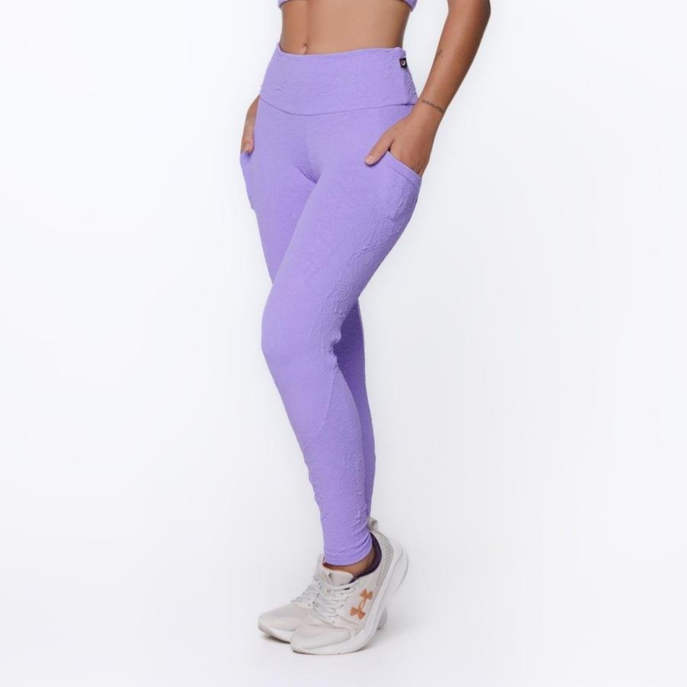 Calça Legging Orbis Fitness Bolso Lateral Jacquard Poliamida - Feminina - Foto 3