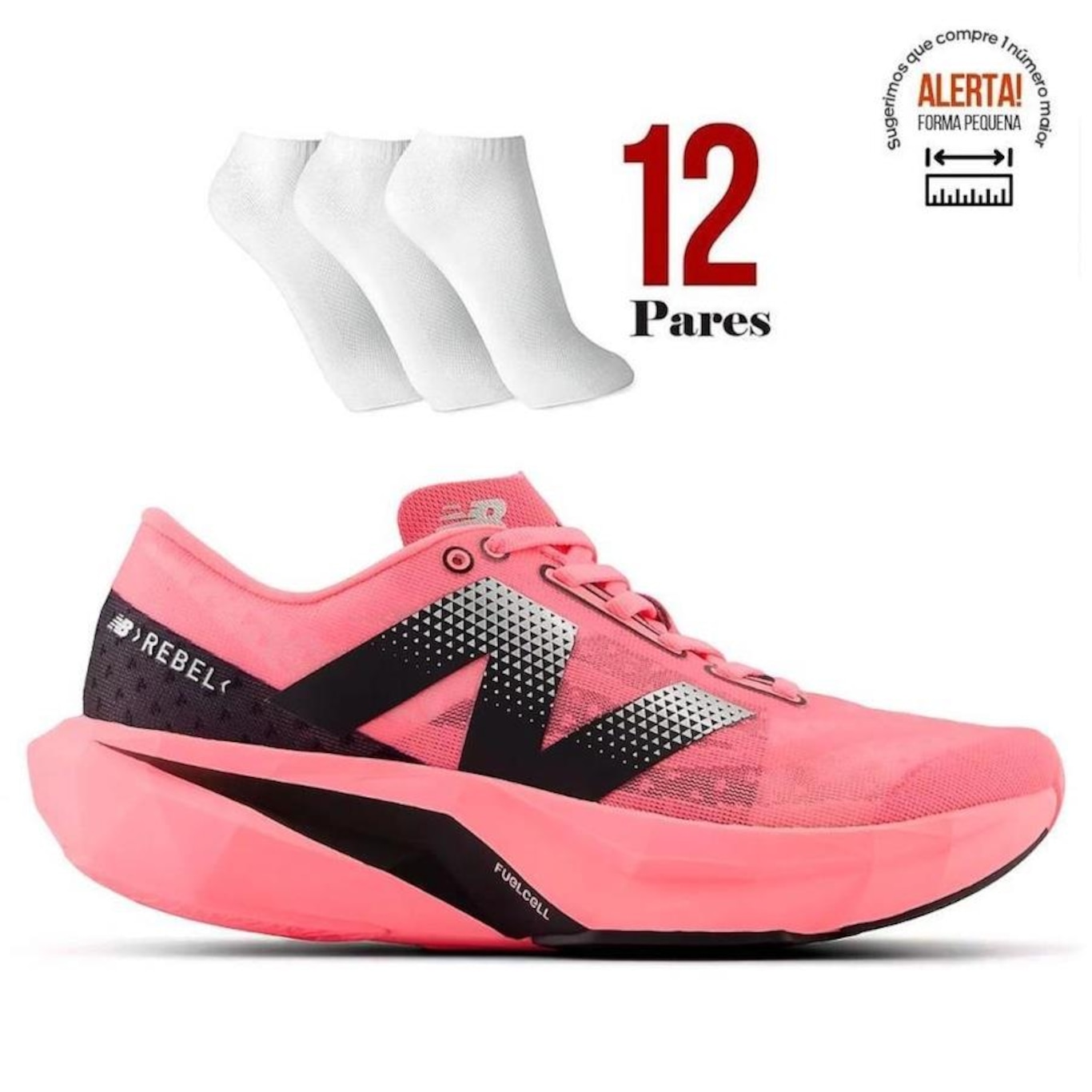 Tenis New Balance Fuelcell Rebel V4 + 12 Pares de Meias - Feminino - Foto 1